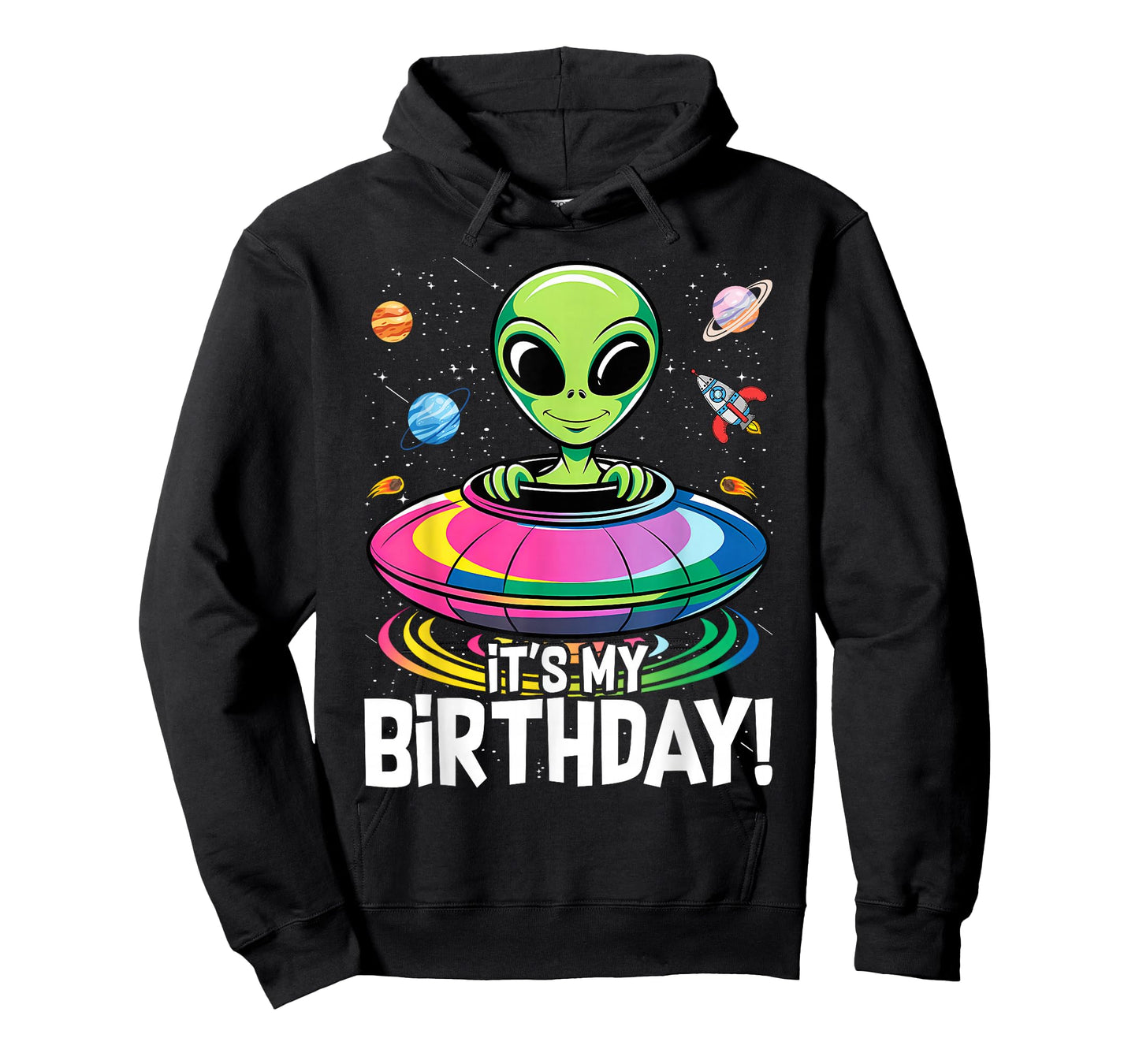 It's My Birthday Cute Alien UFO Ship In Space Funny Alien T-Shirt