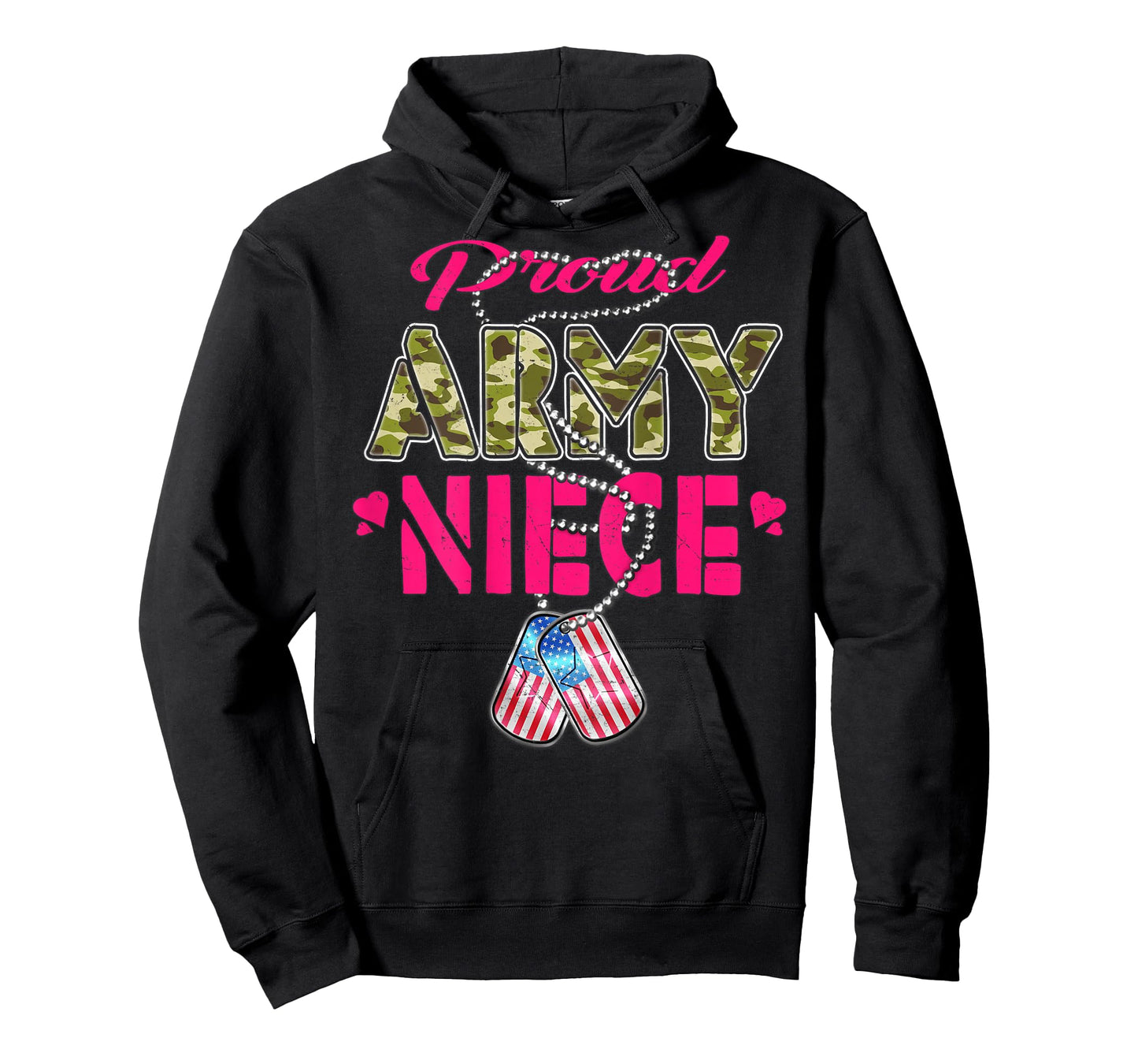 Proud Army Niece US Flag Camo Dog Tags Pride Military Family T-Shirt