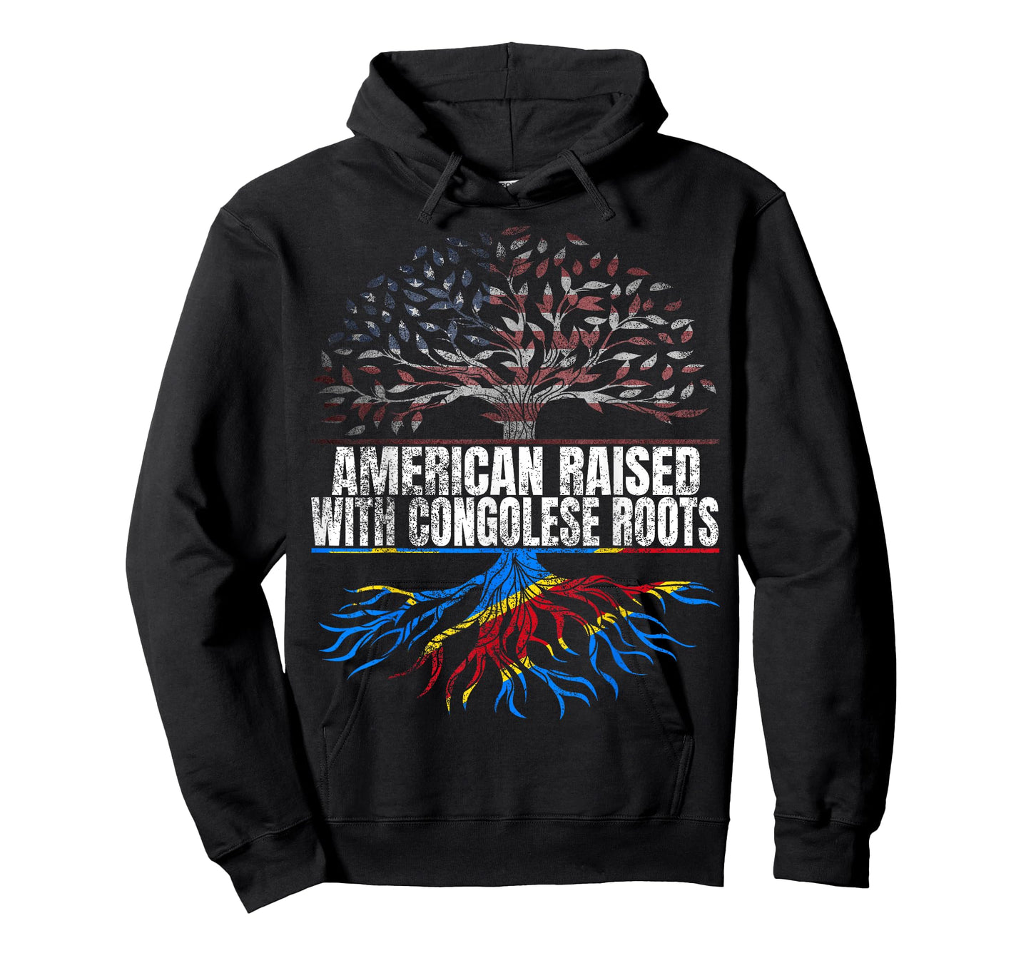 American Raised with Congolese Roots Print USA DR Congo Flag T-Shirt