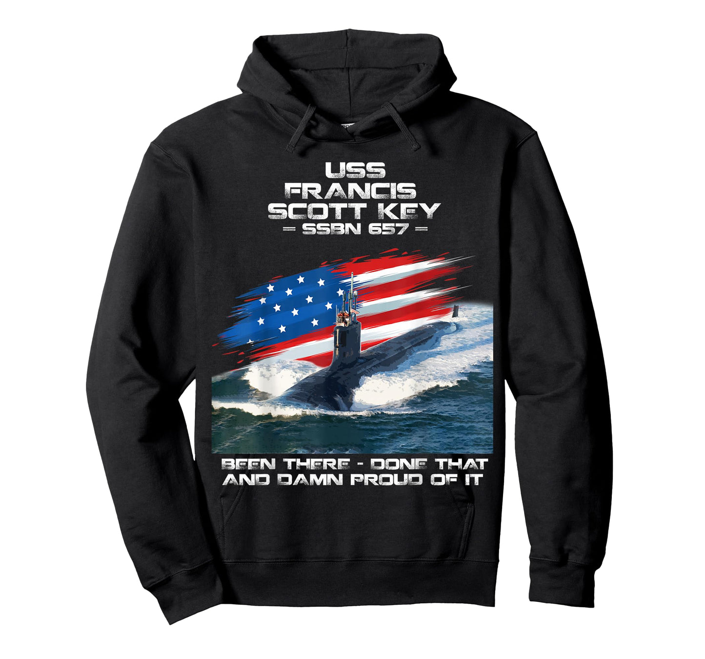 USS Francis Scott Key SSBN-657 American Flag Submarine T-Shirt