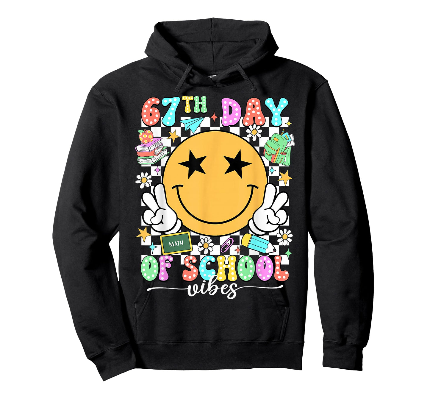 Happy 67th Day of School Vibes Smile Face 67 Days of School T-Shirt