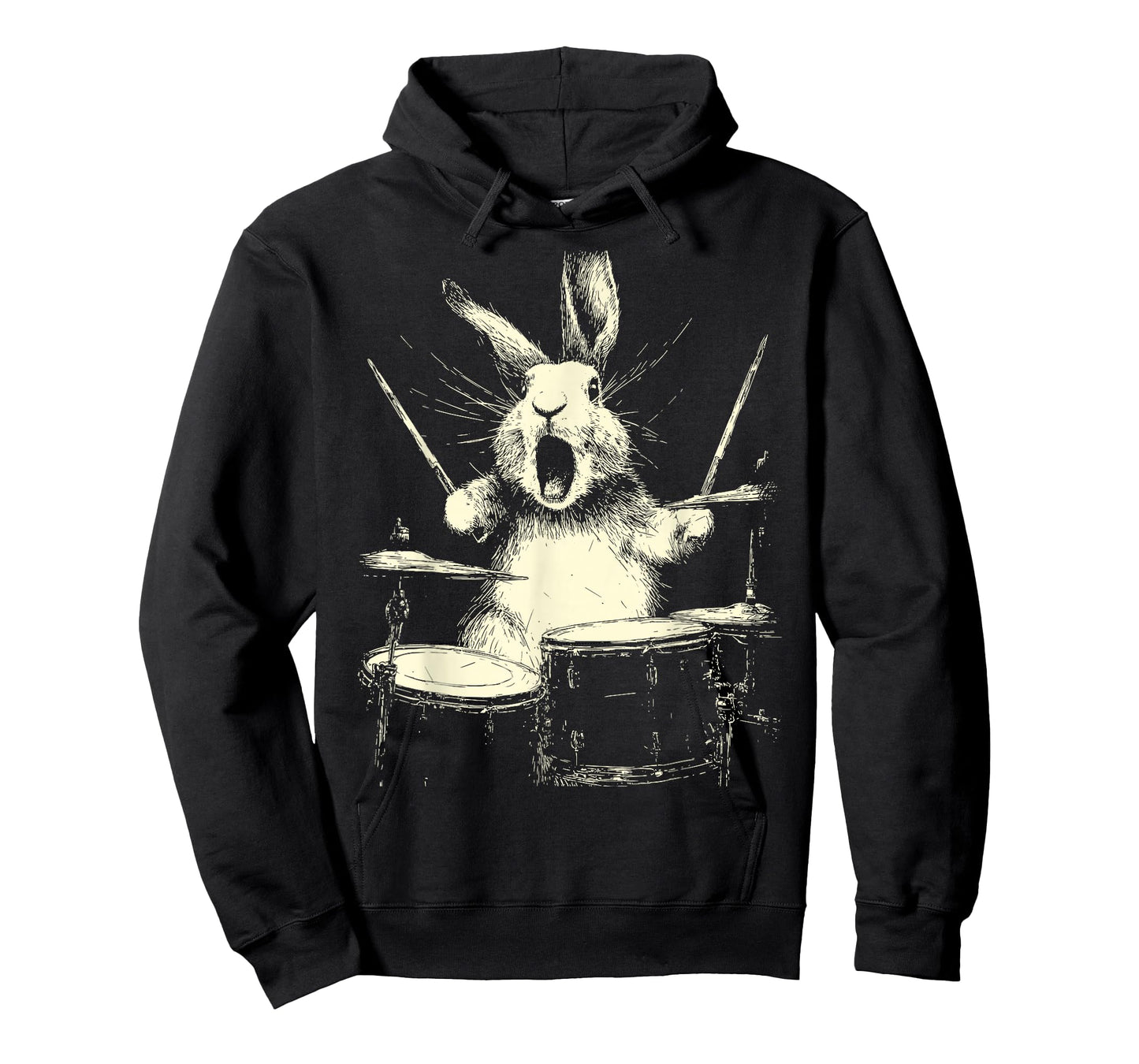 Cute Rabbit Playing Drums Funny Music Animal Drummer Graphic T-Shirt