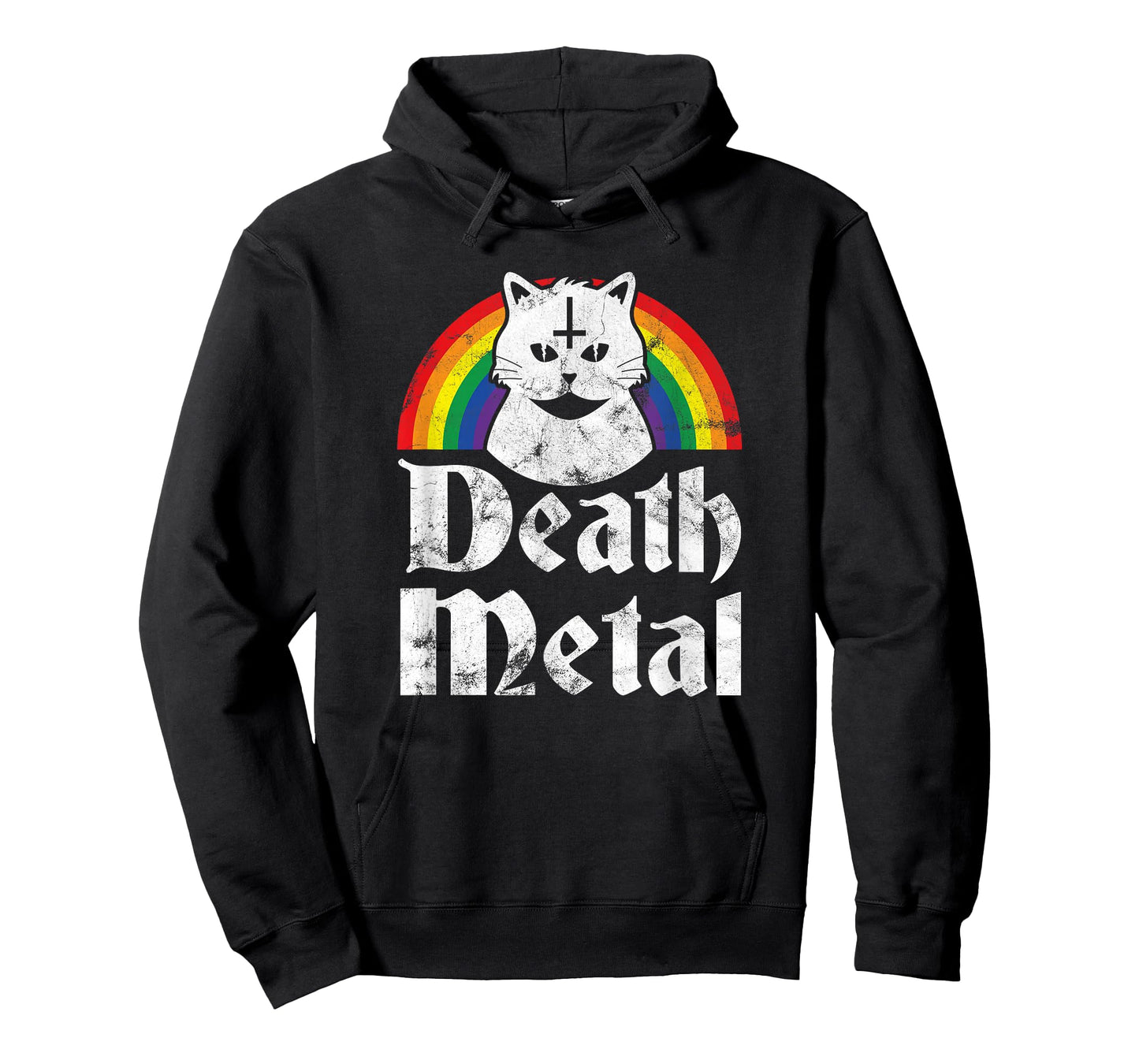 Death Metal Satanic Cat Rainbow Rock Goth Concert T-Shirt