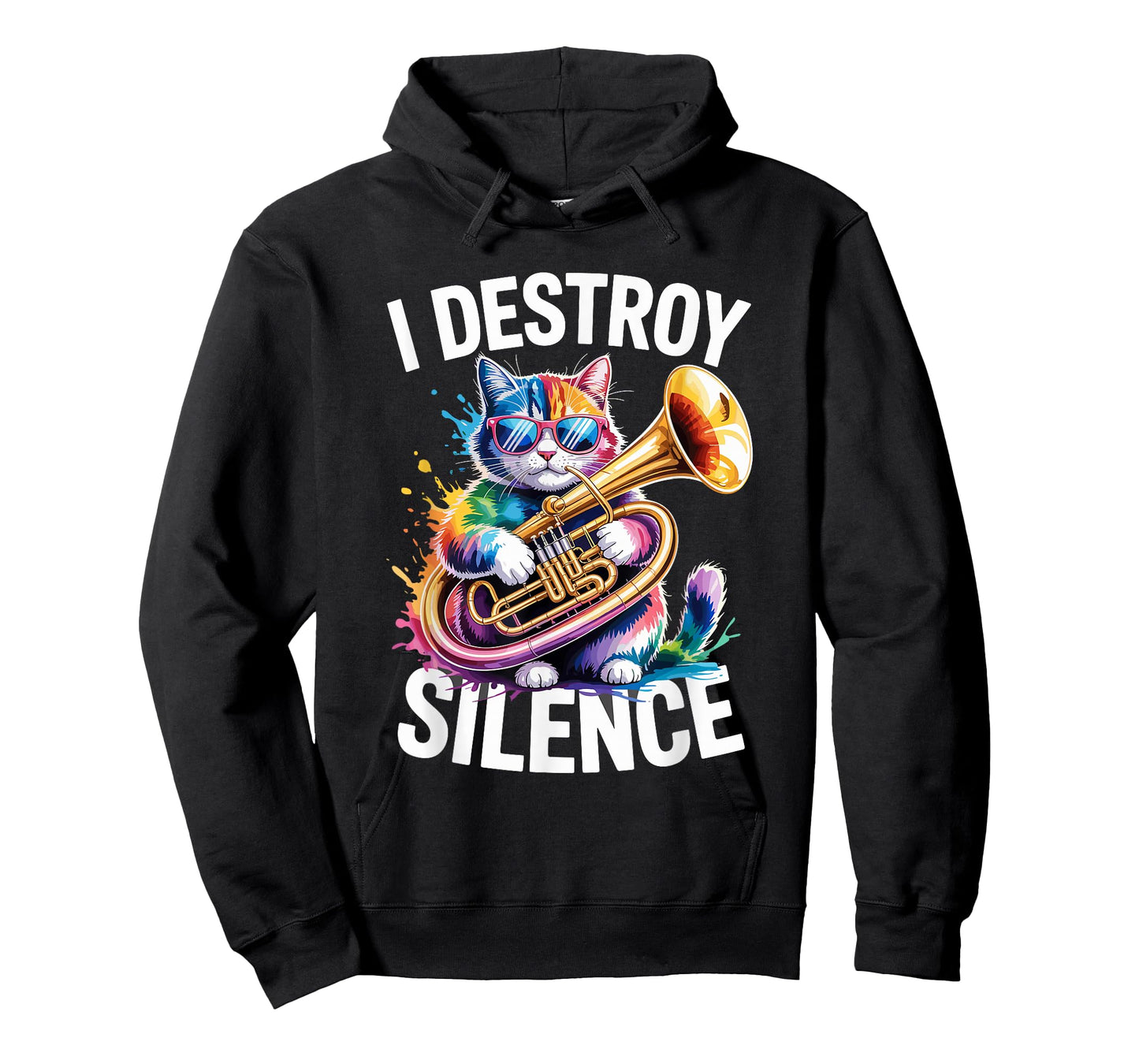 Cat I Destroy Silence Tuba Tubist T-Shirt