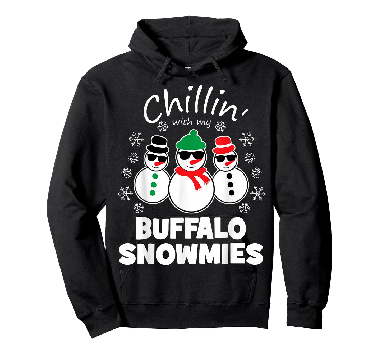 Chillin With My Buffalo Snowmies Funny Christmas T-Shirt