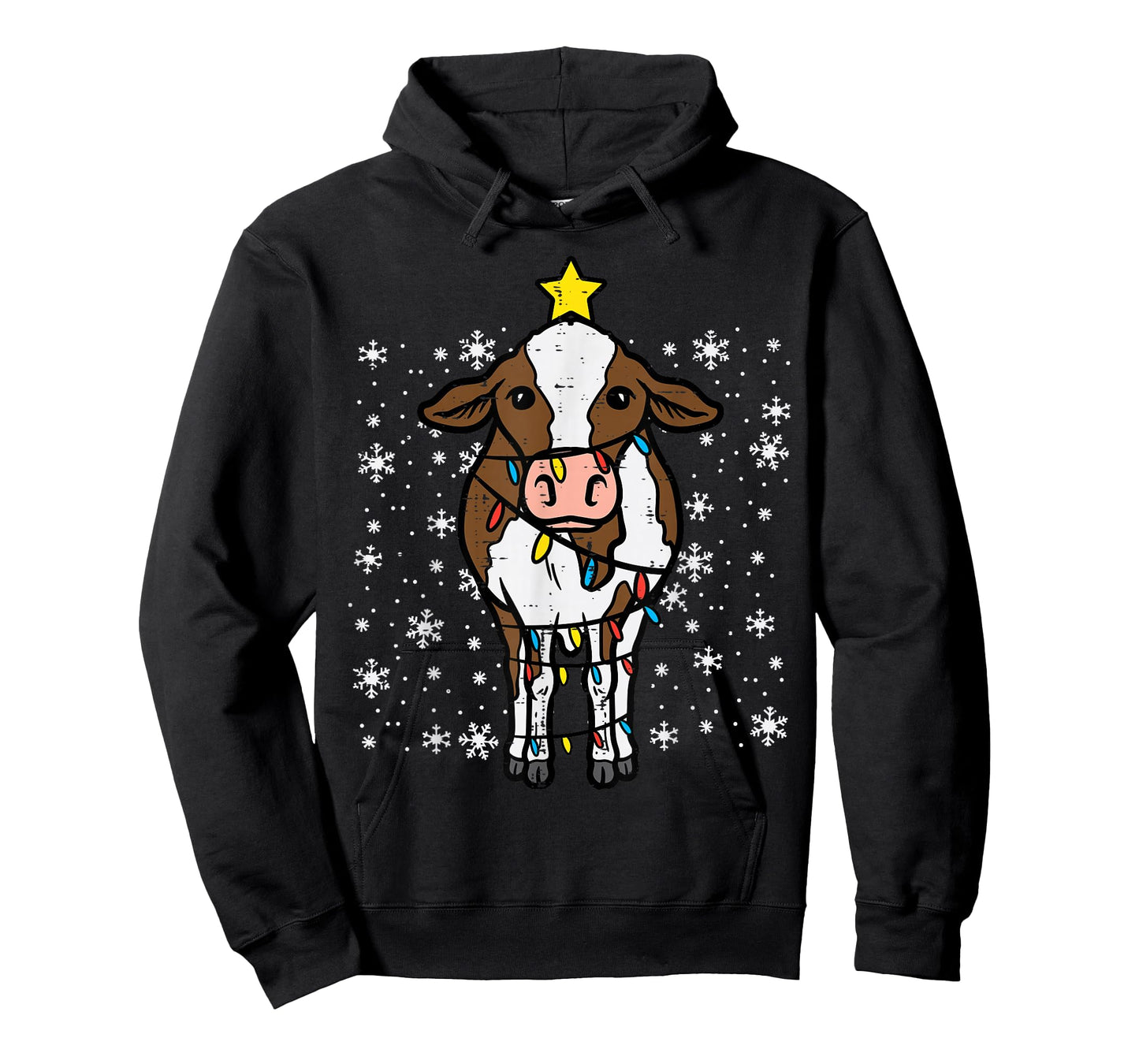 Cow Christmas Lights Funny Xmas Farm Farmer Men Women Kids T-Shirt