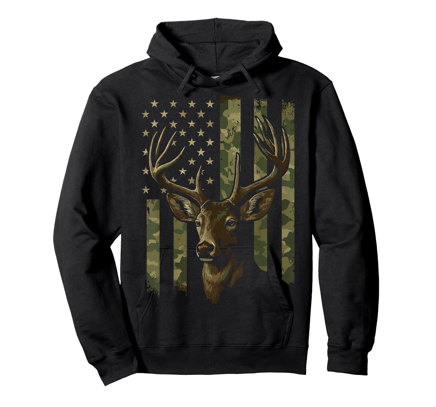 Camouflage USA Flag Deer Hunting Camo Whitetail Buck Head T-Shirt