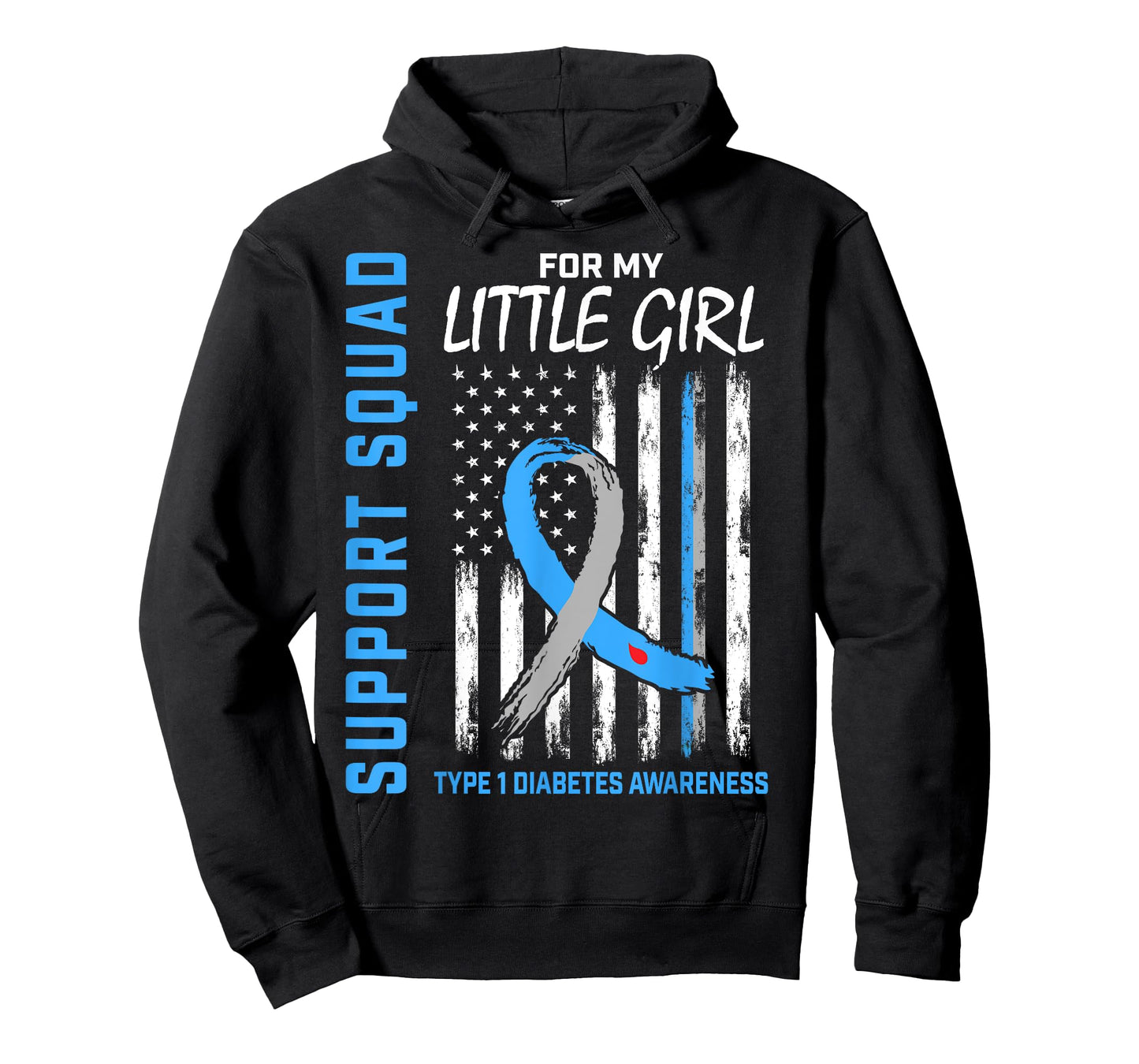 Little Girl Type 1 Diabetes Shirt USA Flag Support Squad T1D T-Shirt