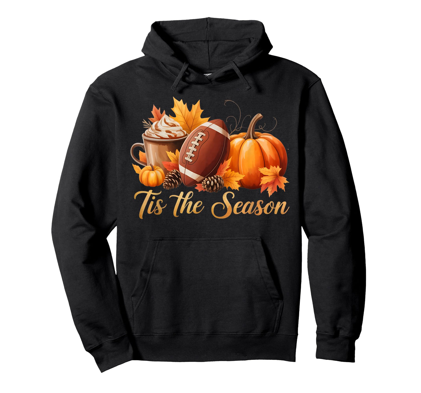 Tis The Season Fall Thanksgiving Pumpkin Spice Football Tee T-Shirt