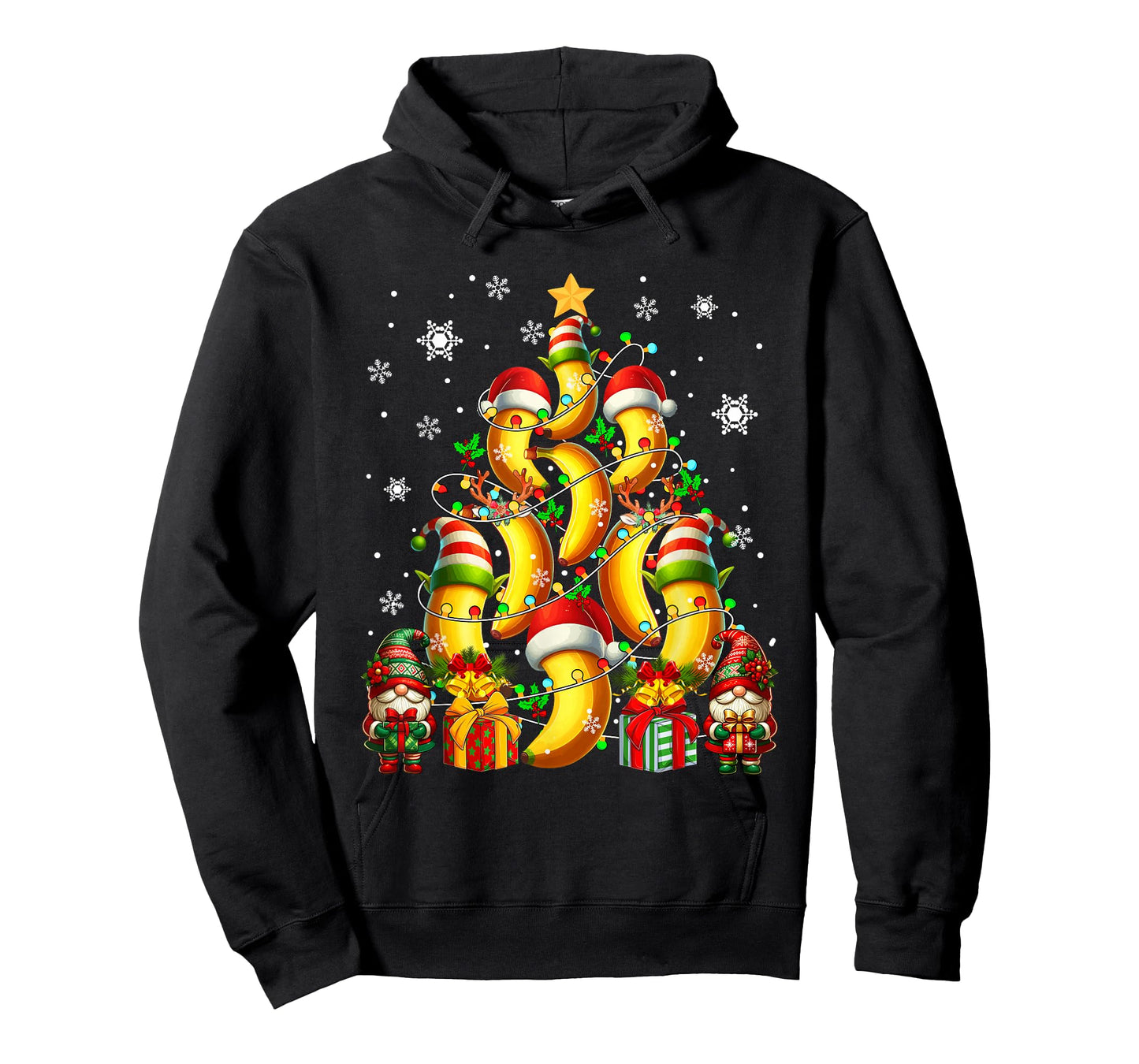 Santa Reindeer Elf Banana As Christmas Tree Vegan Fruits T-Shirt
