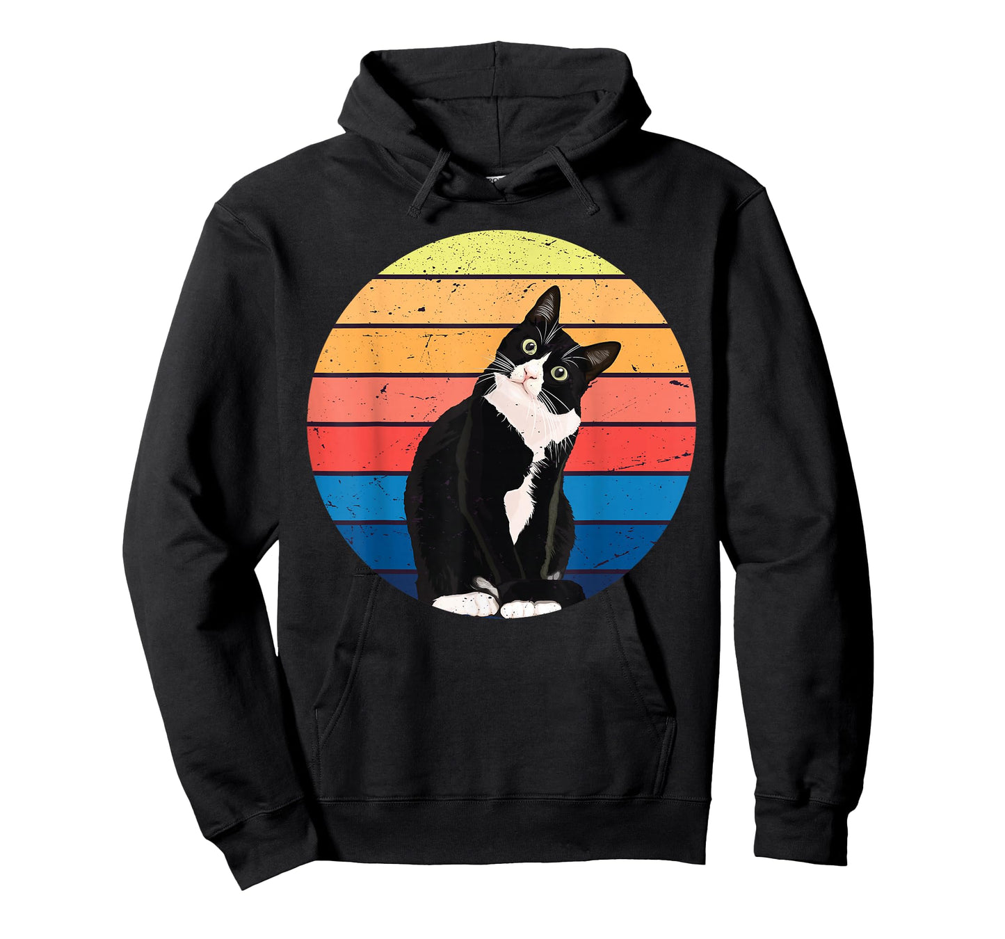 Tuxedo Cat Gift Retro Colors for Animal Lovers T-Shirt