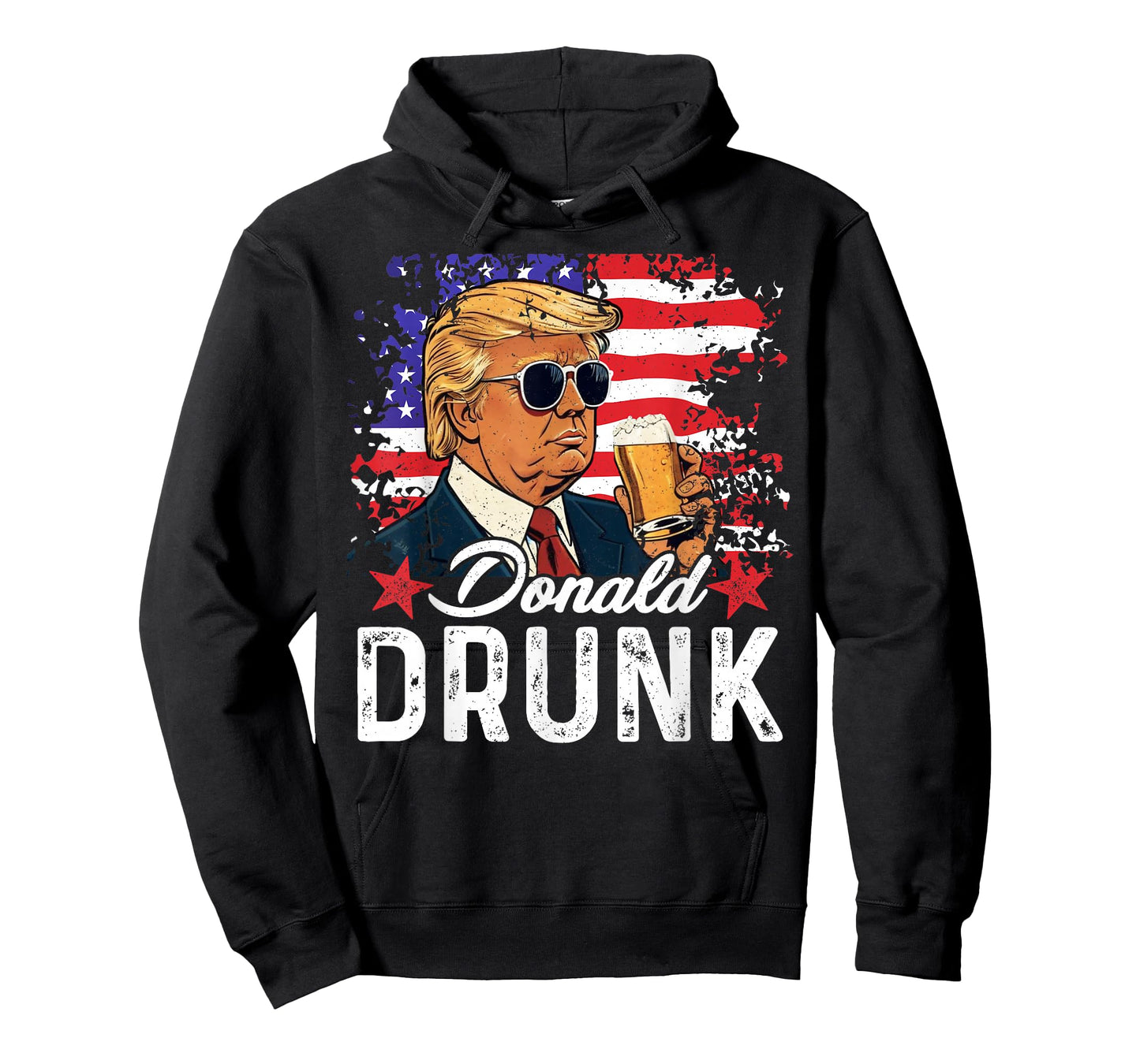 Donald Drunk Trump Drink Beer 4th of July American Flag T-Shirt