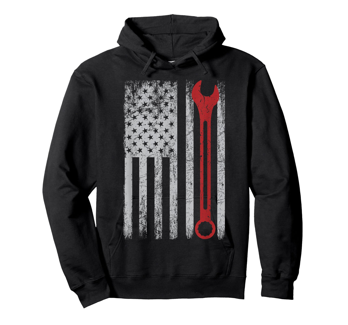 Auto Repairman Car Mechanic Wrench Workshop Tools USA Flag T-Shirt