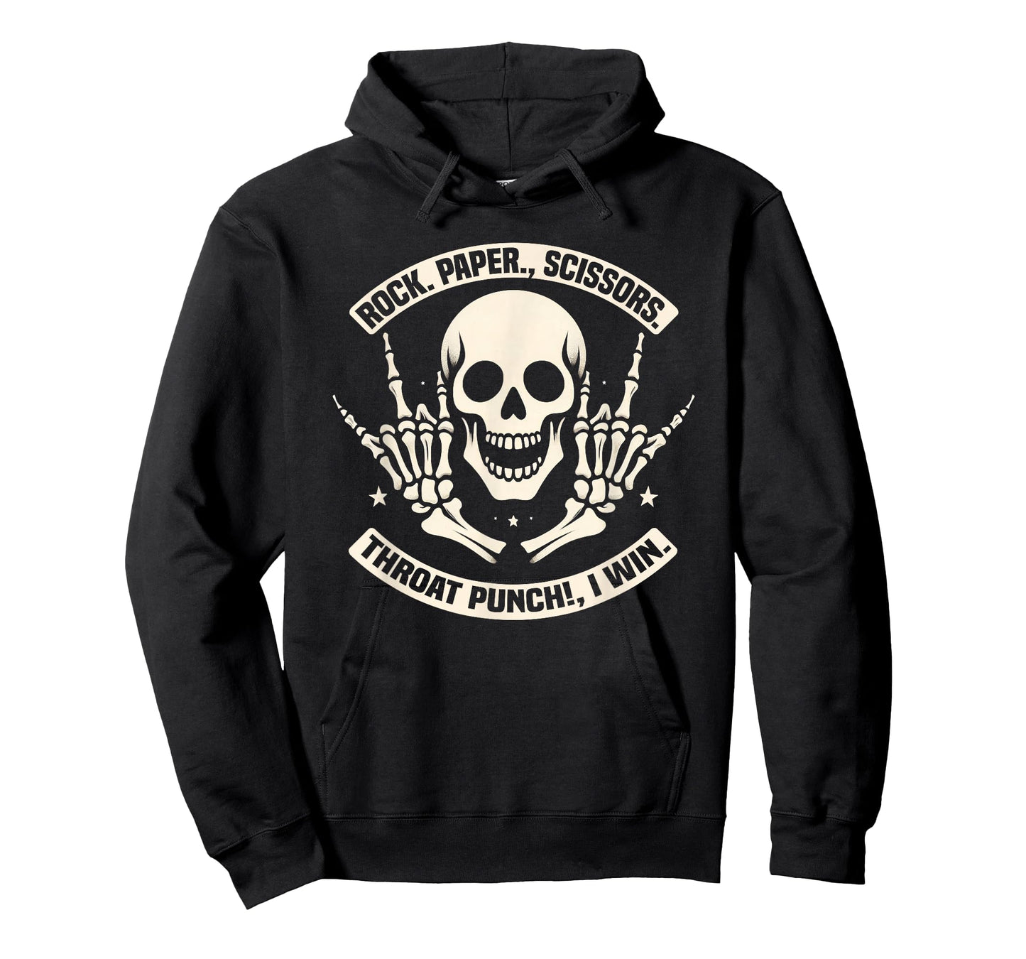 Funny Skeleton Rock Paper Scissors Throat Punch I Win T-Shirt