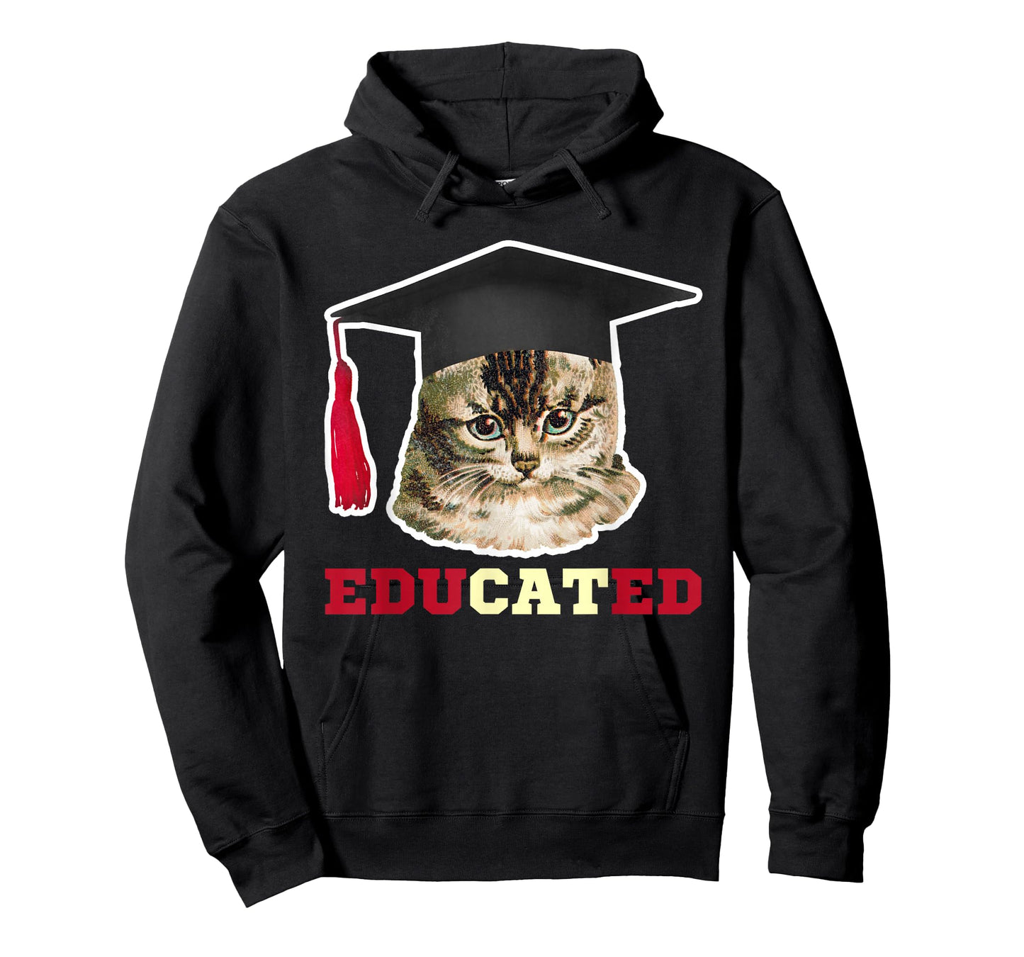 Educated Cat in Graduation Cap Funny Grad Gift T-Shirt
