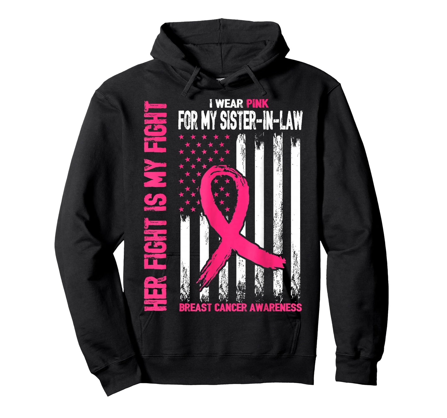 I Wear Pink For My Sister-In-Law Breast Cancer American Flag T-Shirt
