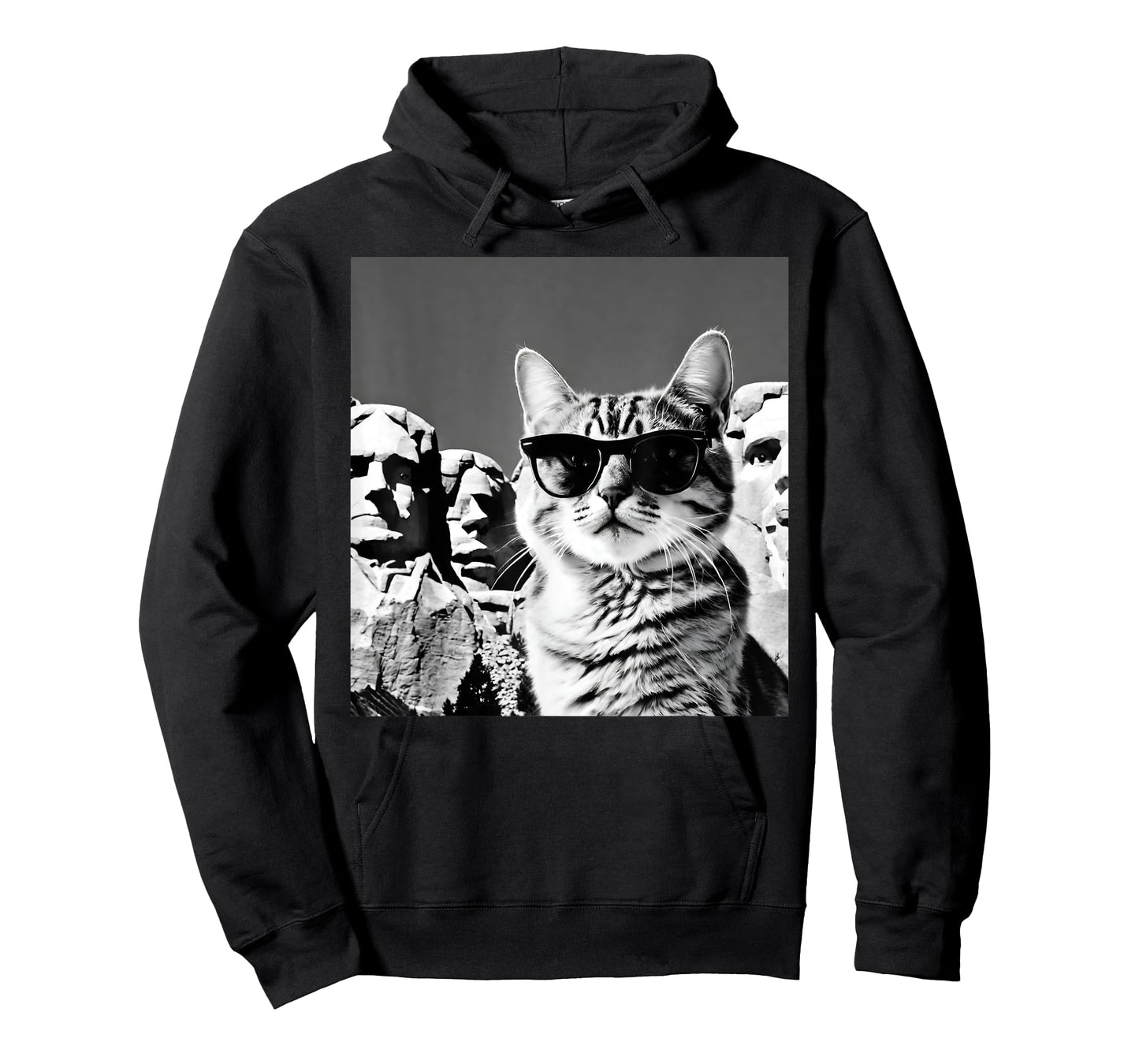 Funny Cat Wearing Sunglasses At Joke Mount Rushmore T-Shirt