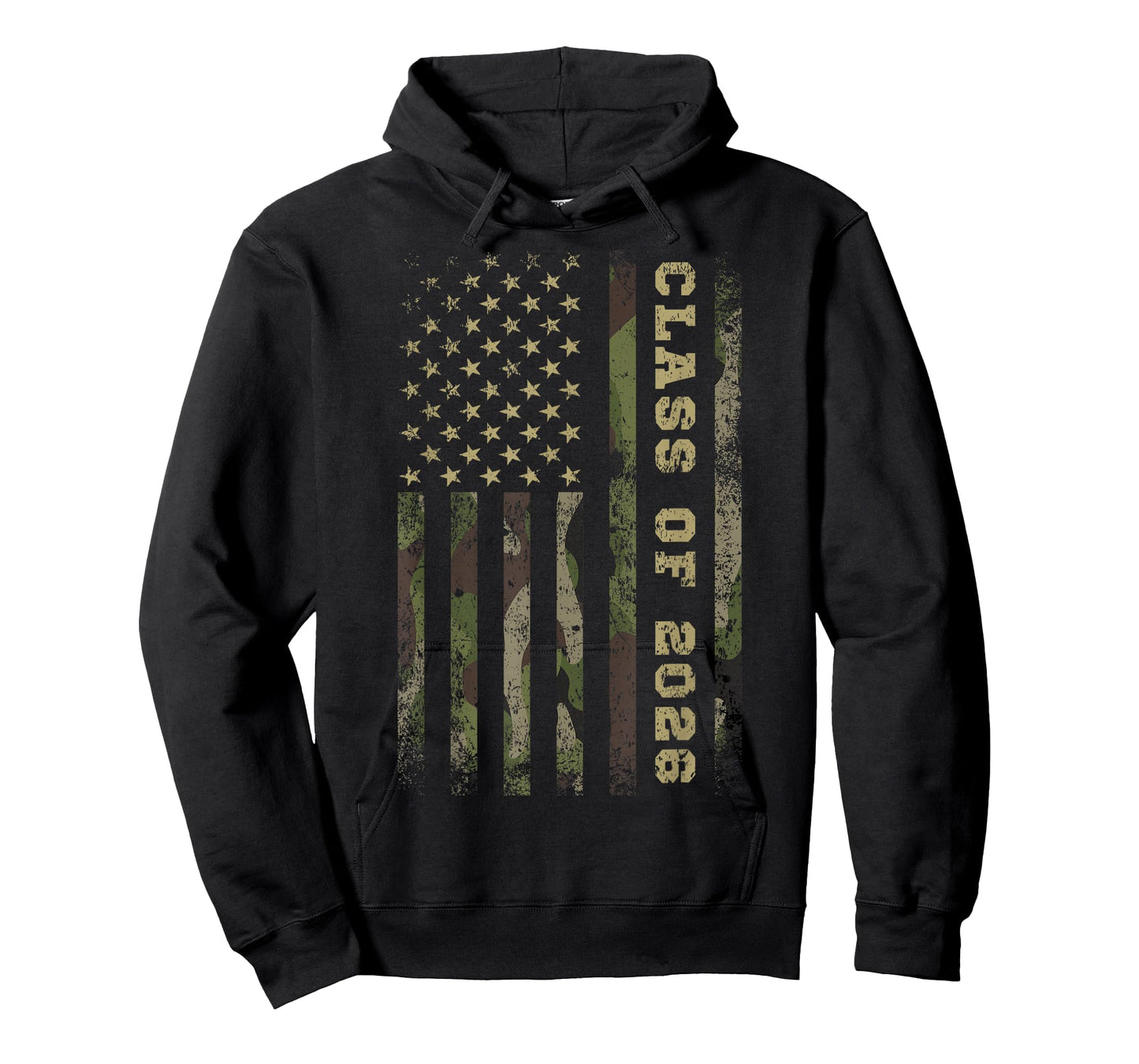 Camo Camouflage Class of 2026 Senior DONE Distressed US Flag T-Shirt