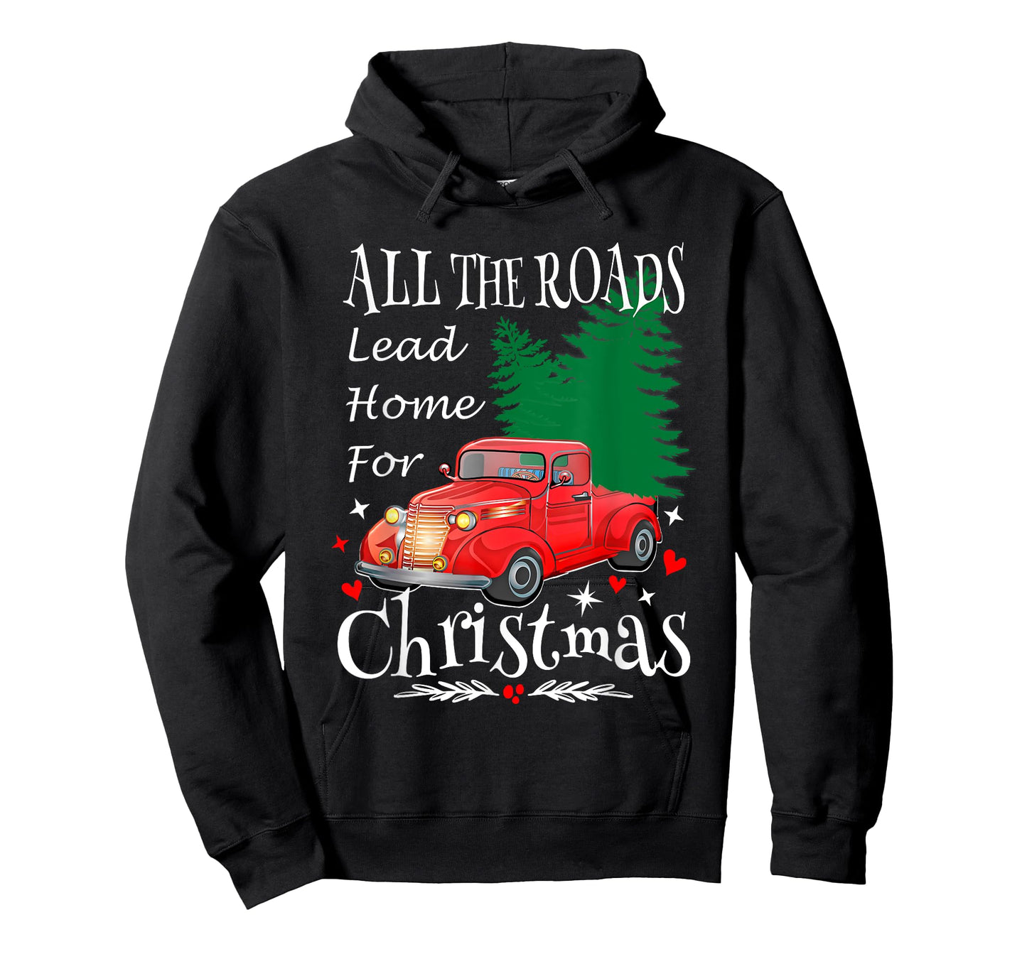 All The Roads Lead Home For Christmas Red Truck Xmas Tree T-Shirt