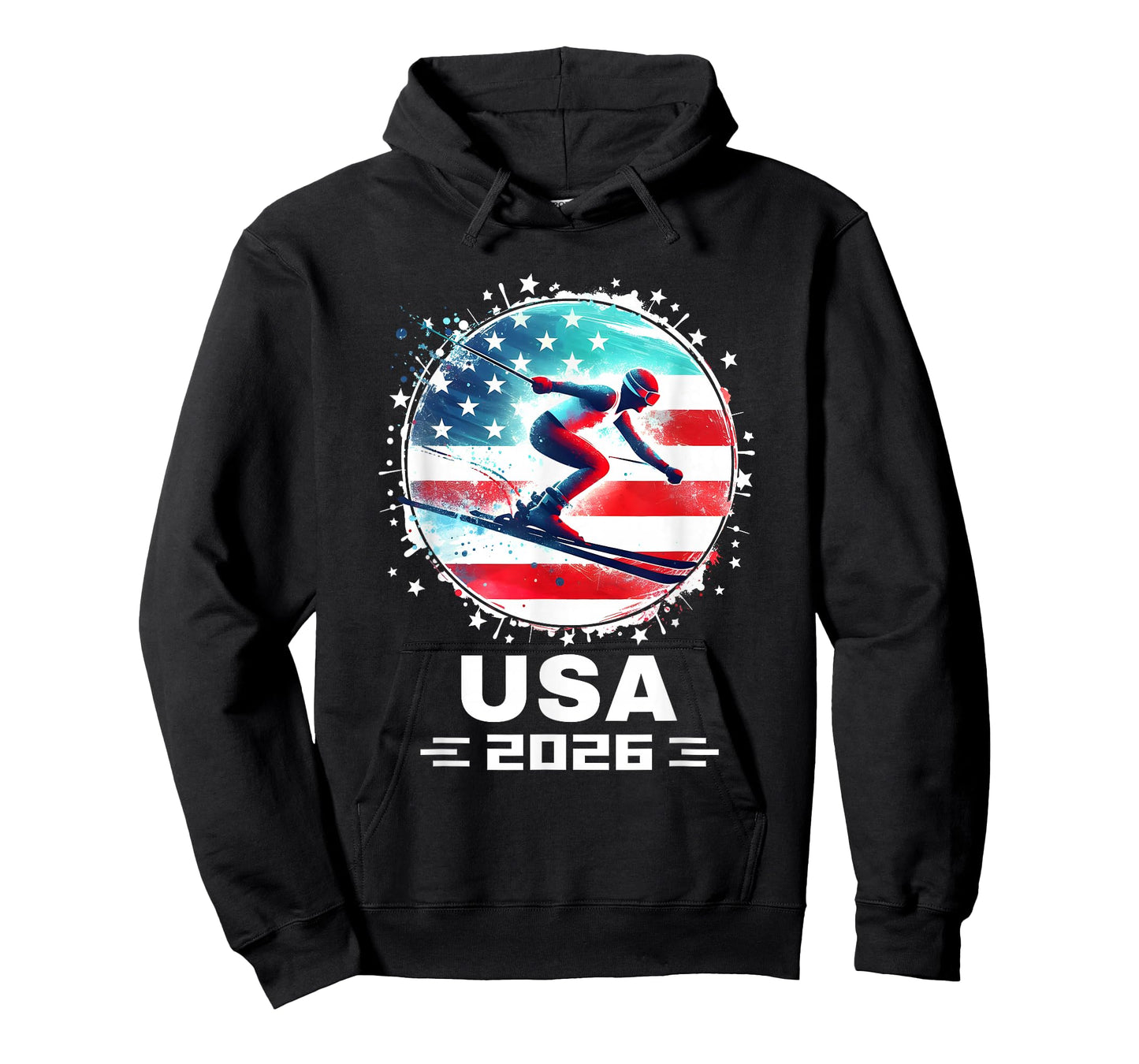 USA Team 2026 United States American Flag Skiing USA Ski T-Shirt