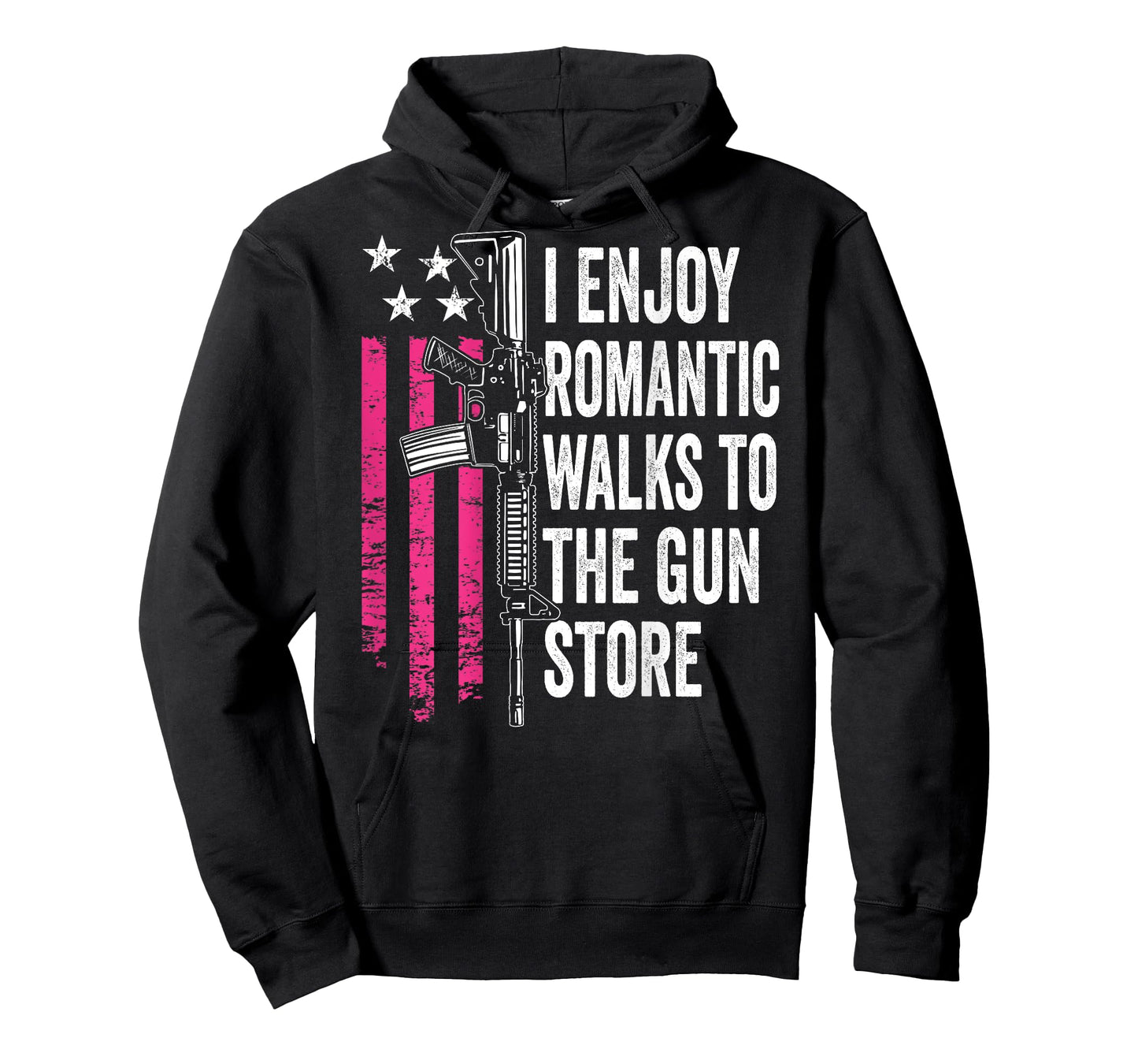 I Enjoy Romantic Walks To The Gun Store - Womens Guns (BACK) T-Shirt