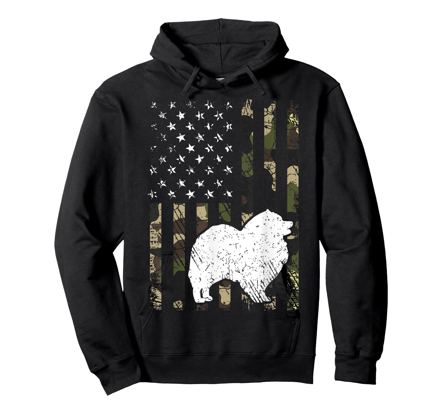 Keeshond Dog Dad Mom Camouflage USA Flag T-Shirt for Men Women Kids