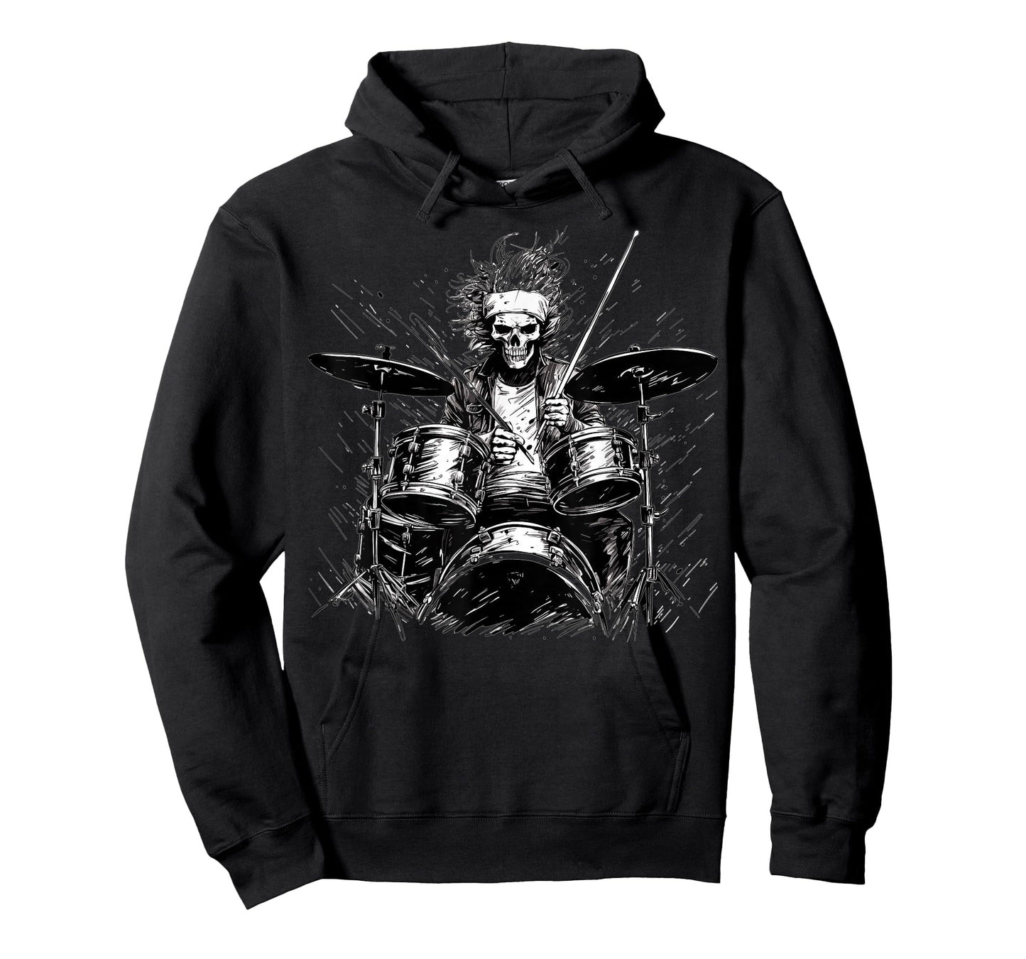 Skeleton Drummer Guy Rock and Roll Band Rock On Drum Kit T-Shirt