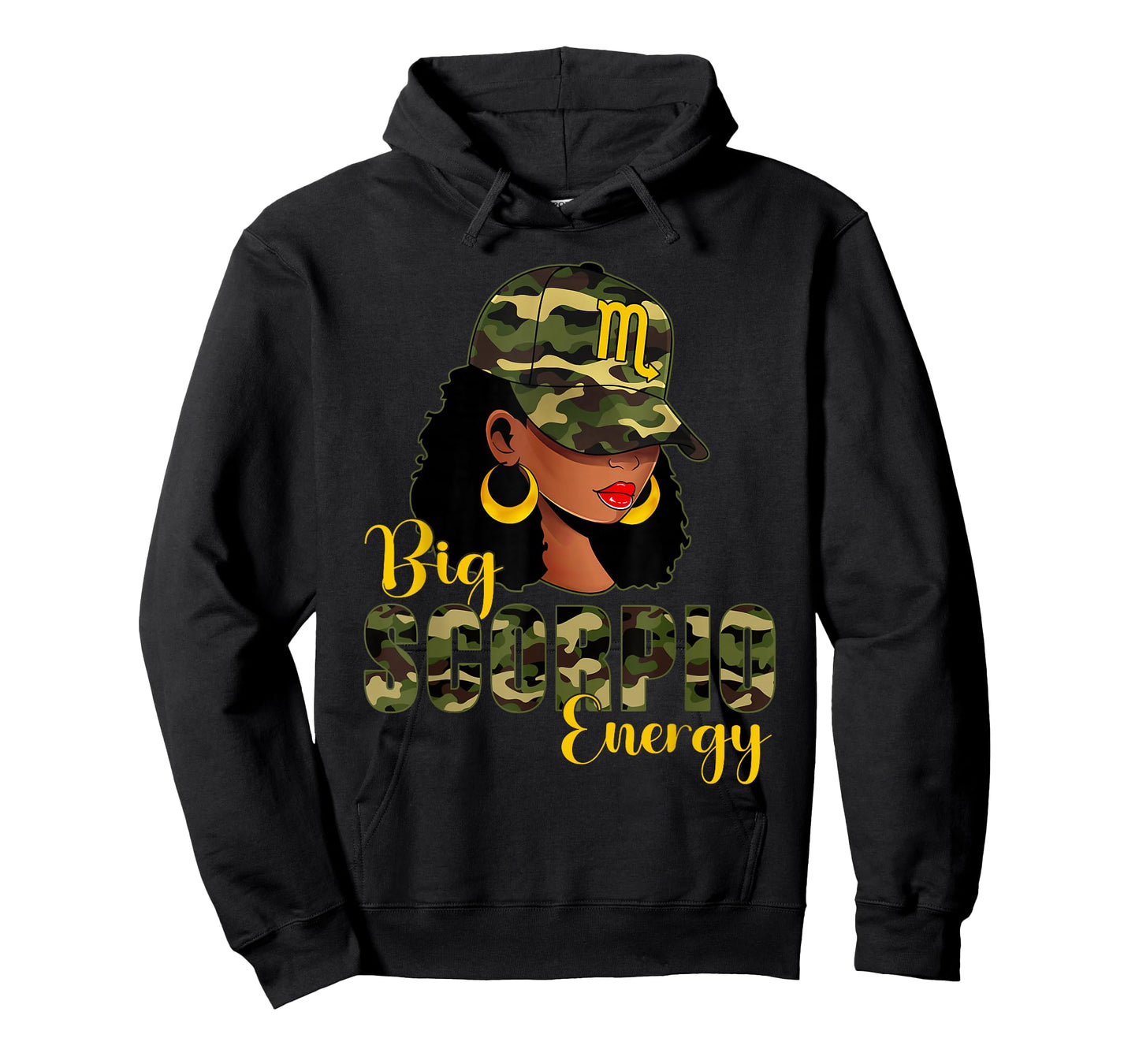Big Scorpio Energy Camouflage Black Woman Cap Zodiac T-Shirt