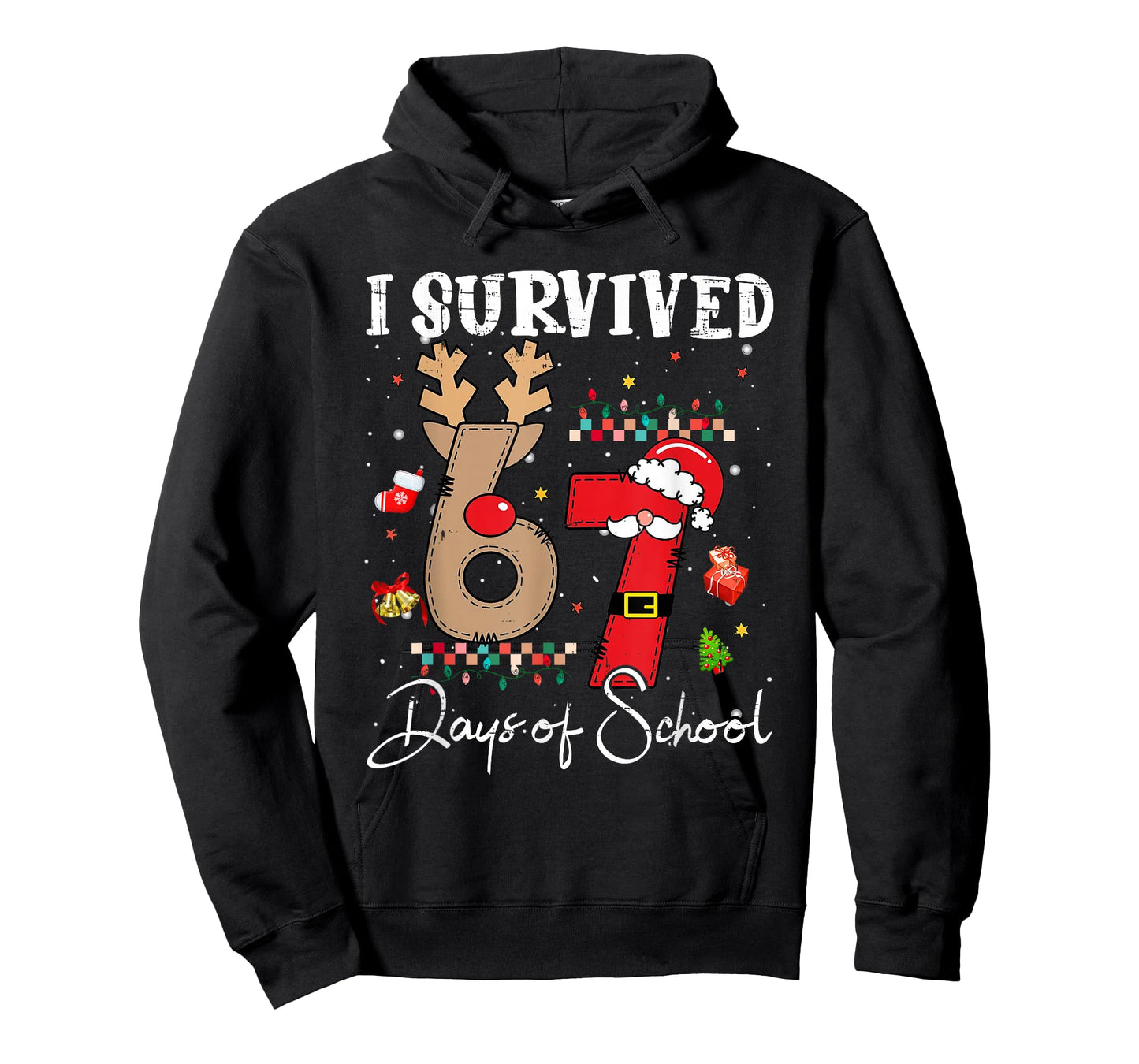 I Survived 67 Days of School Christmas Candy Cane Six Seven T-Shirt