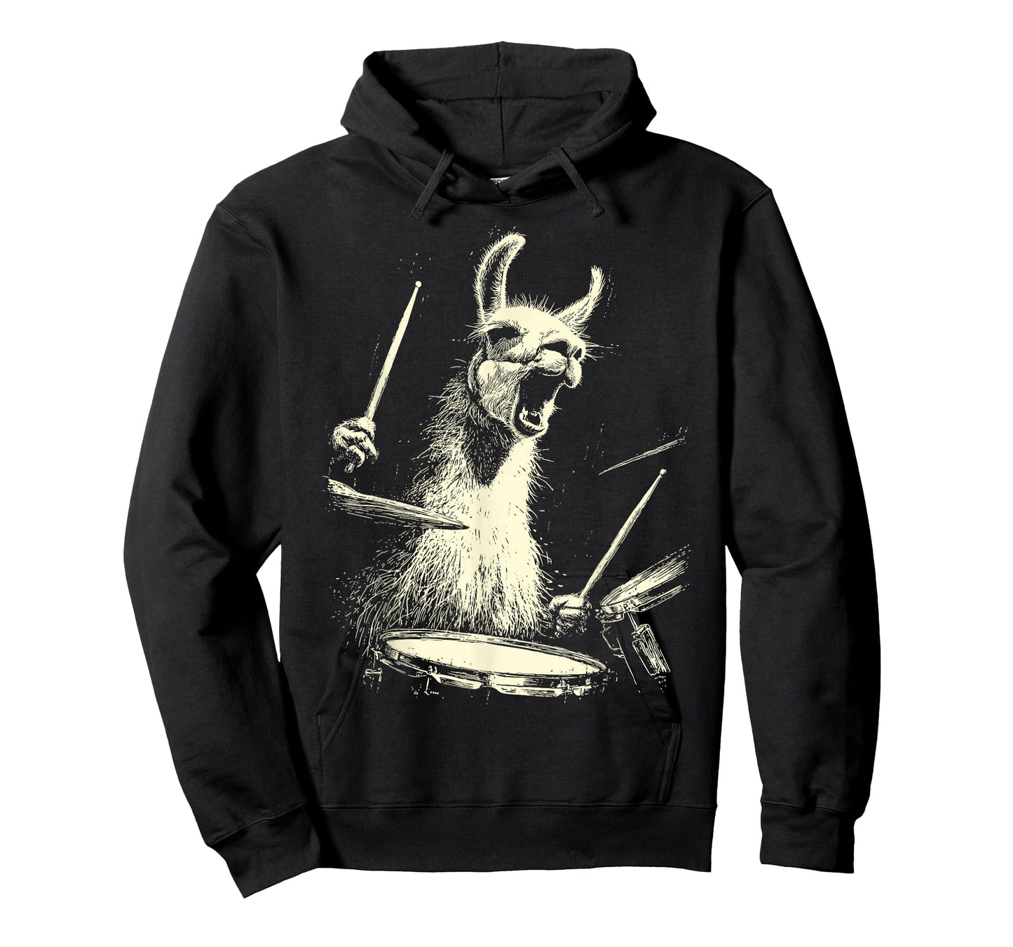 Cute Llama Playing Drums Funny Music Animal Drummer Graphic T-Shirt