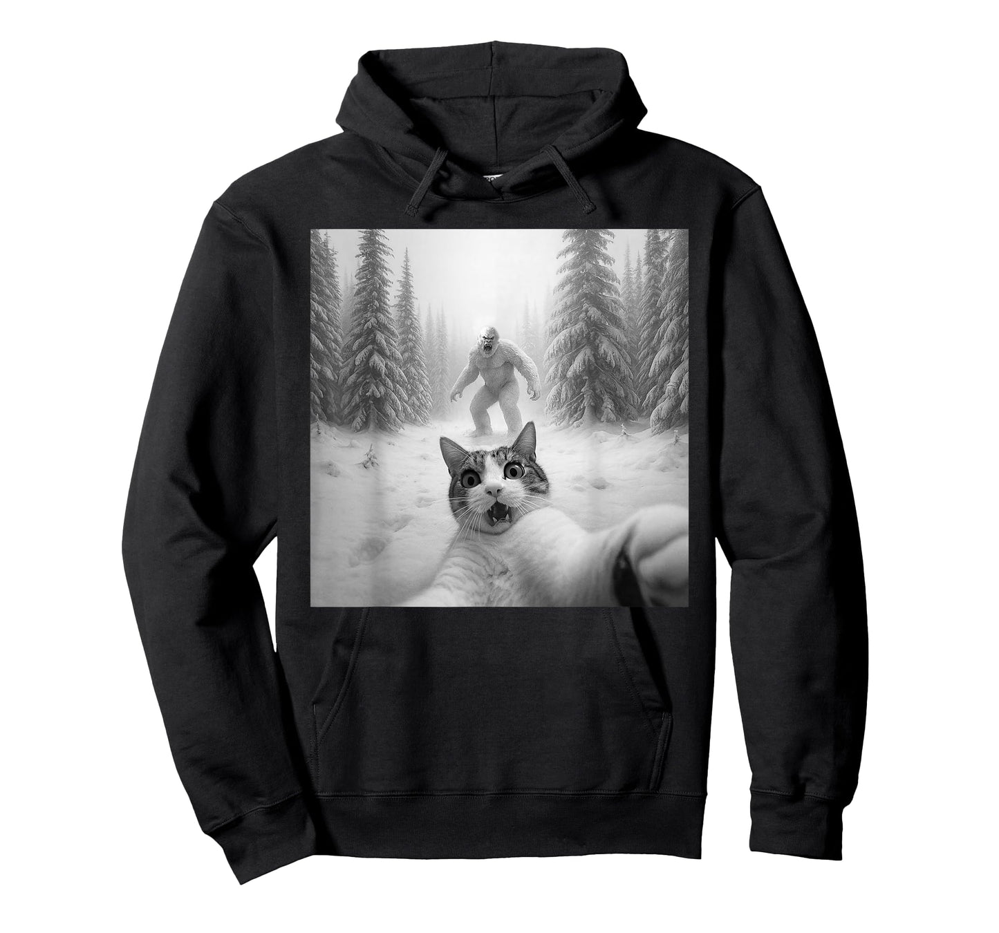 Cat Taking A Selfie Yeti Merry Christmas Xmas Pajama Holiday T-Shirt