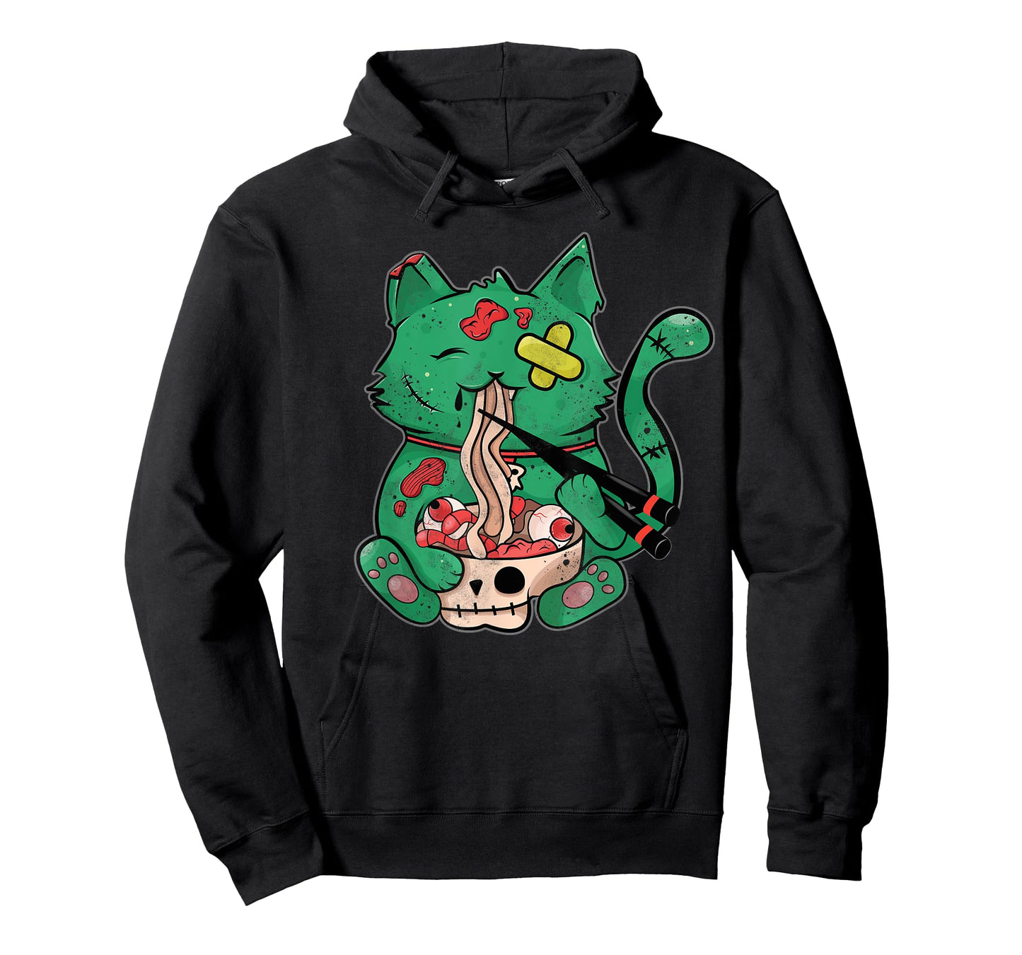 Pastel Goth Kawaii Creepy Cat Eating Ramen Noodles Halloween T-Shirt