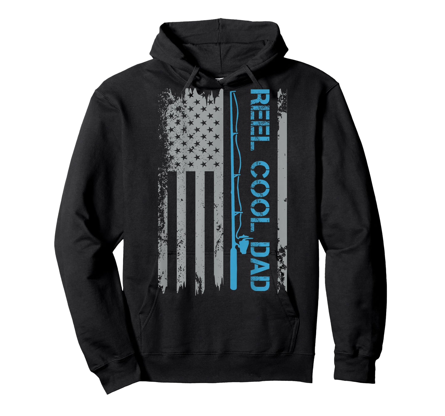 Reel Cool Dad Fishing USA Flag Patriotic 4th of July On Back T-Shirt for Men