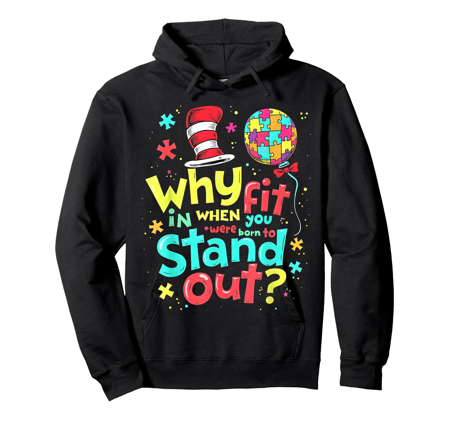 Autism Awareness Why Fit in Doctor Teacher Cat in Hat Cool T-Shirt