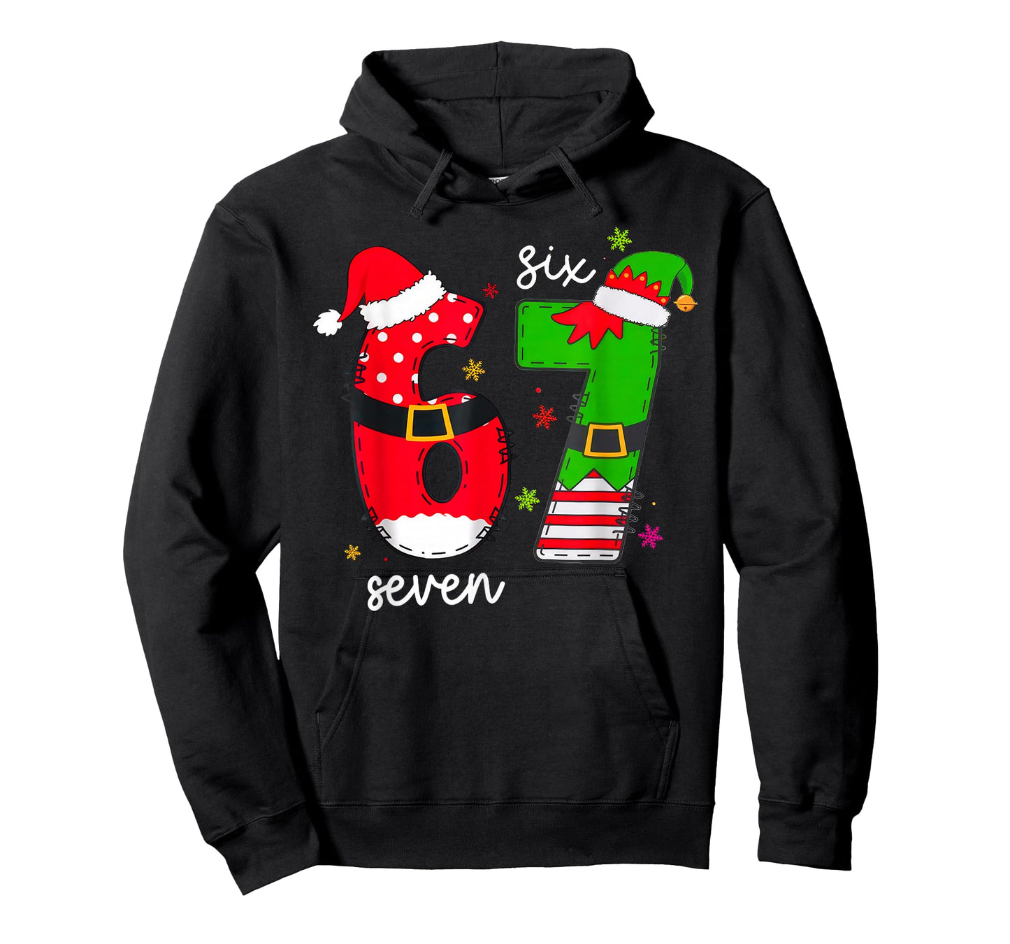 Funny Six Seven 67 Meme 6 7 Elf Santa Christmas Pajamas T-Shirt