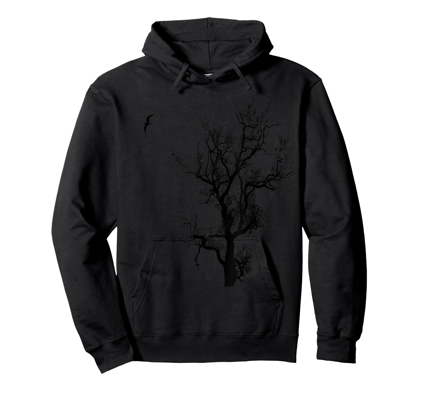 Tree and Bird Tee Nature Black Graphic T-Shirt