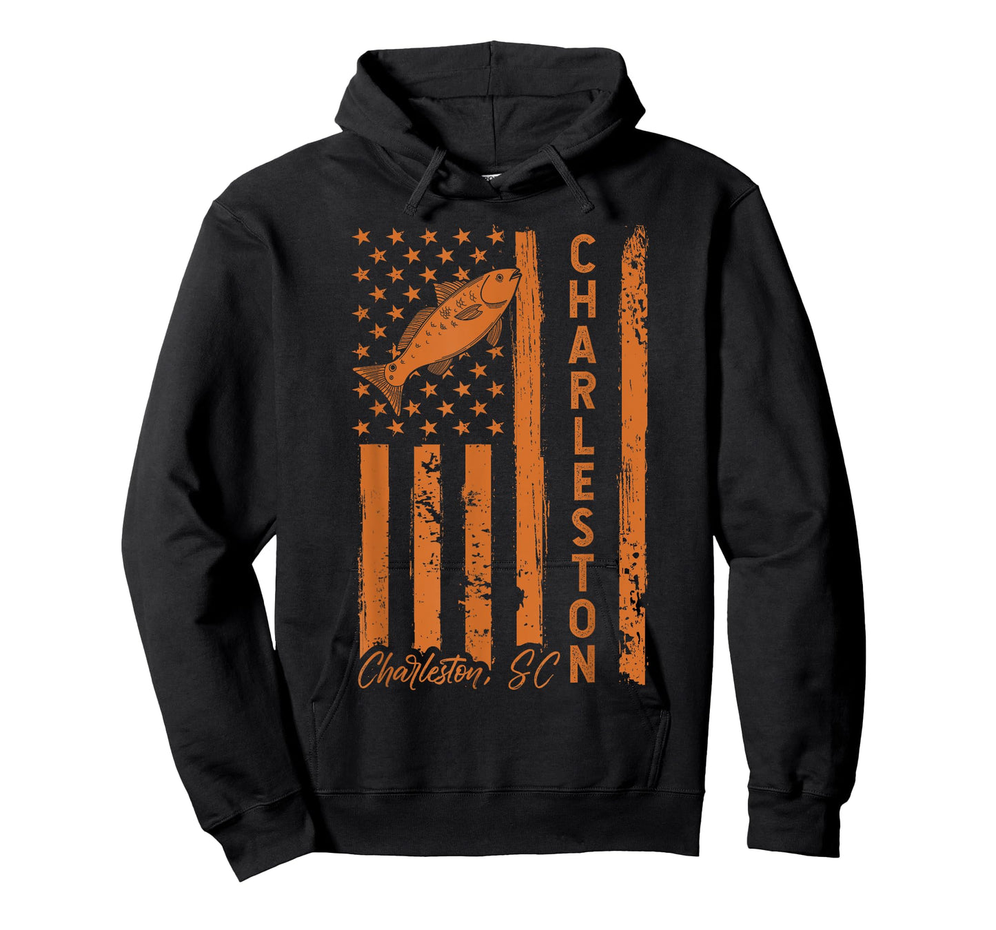 Charleston SC for Redfish Fishing Fishermen USA Flag T-Shirt