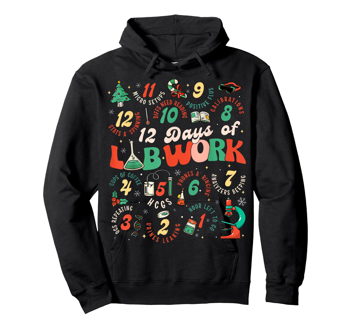 12 Days Of Lab Technician Christmas Funny Medical Laboratory T-Shirt
