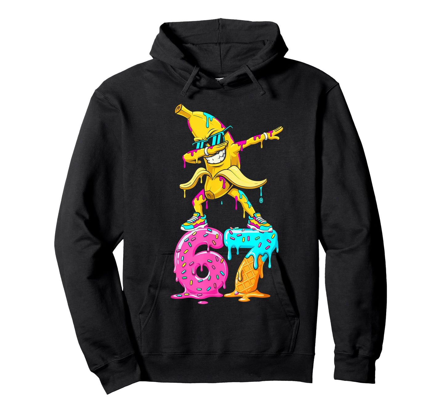 Dabbing Banana 67 Ice Cream Drip Funny Six Seven Meme T-Shirt