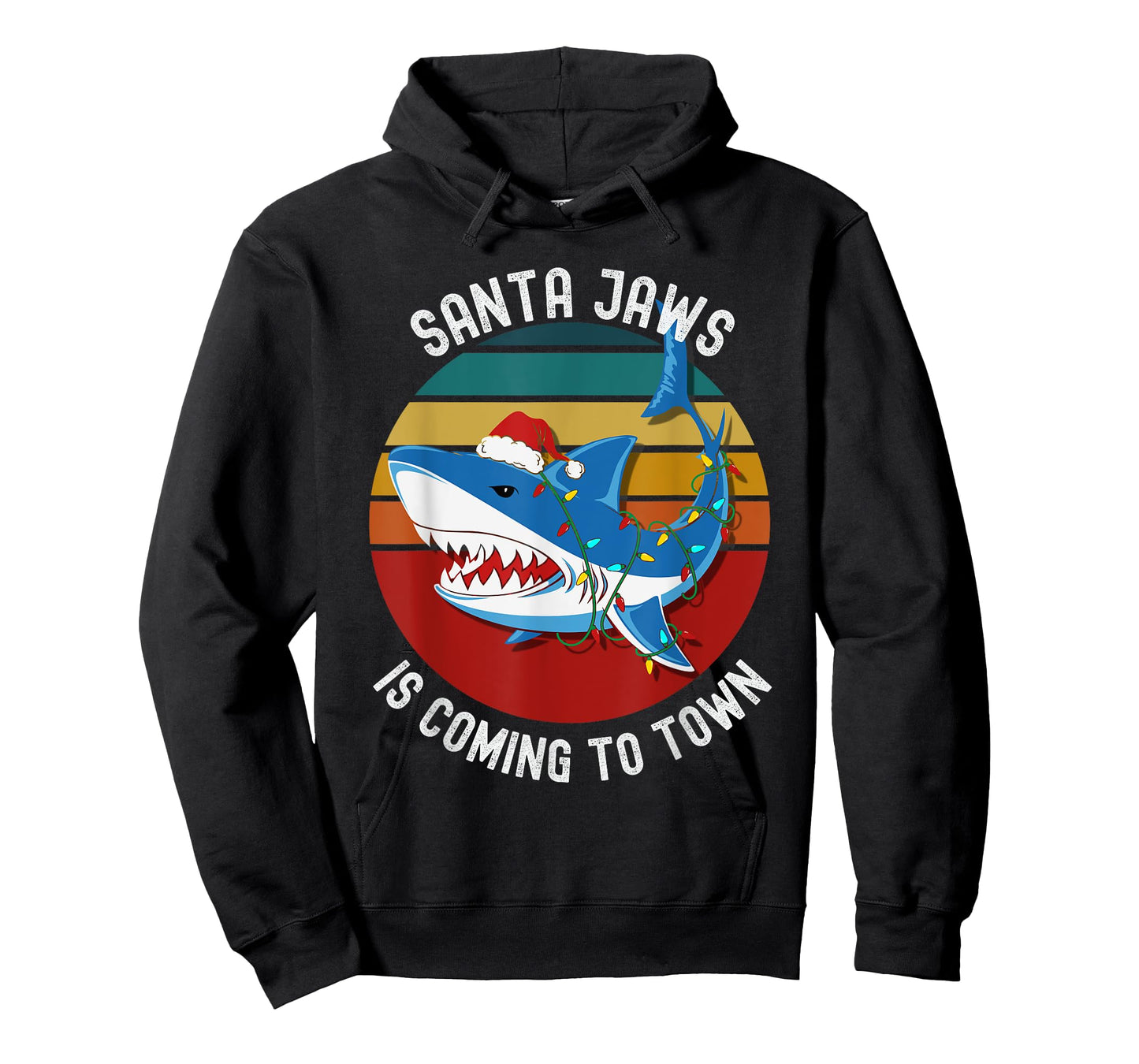 Santa Jaws Christmas Shark Lights Funny Men Womens & Kids T-Shirt
