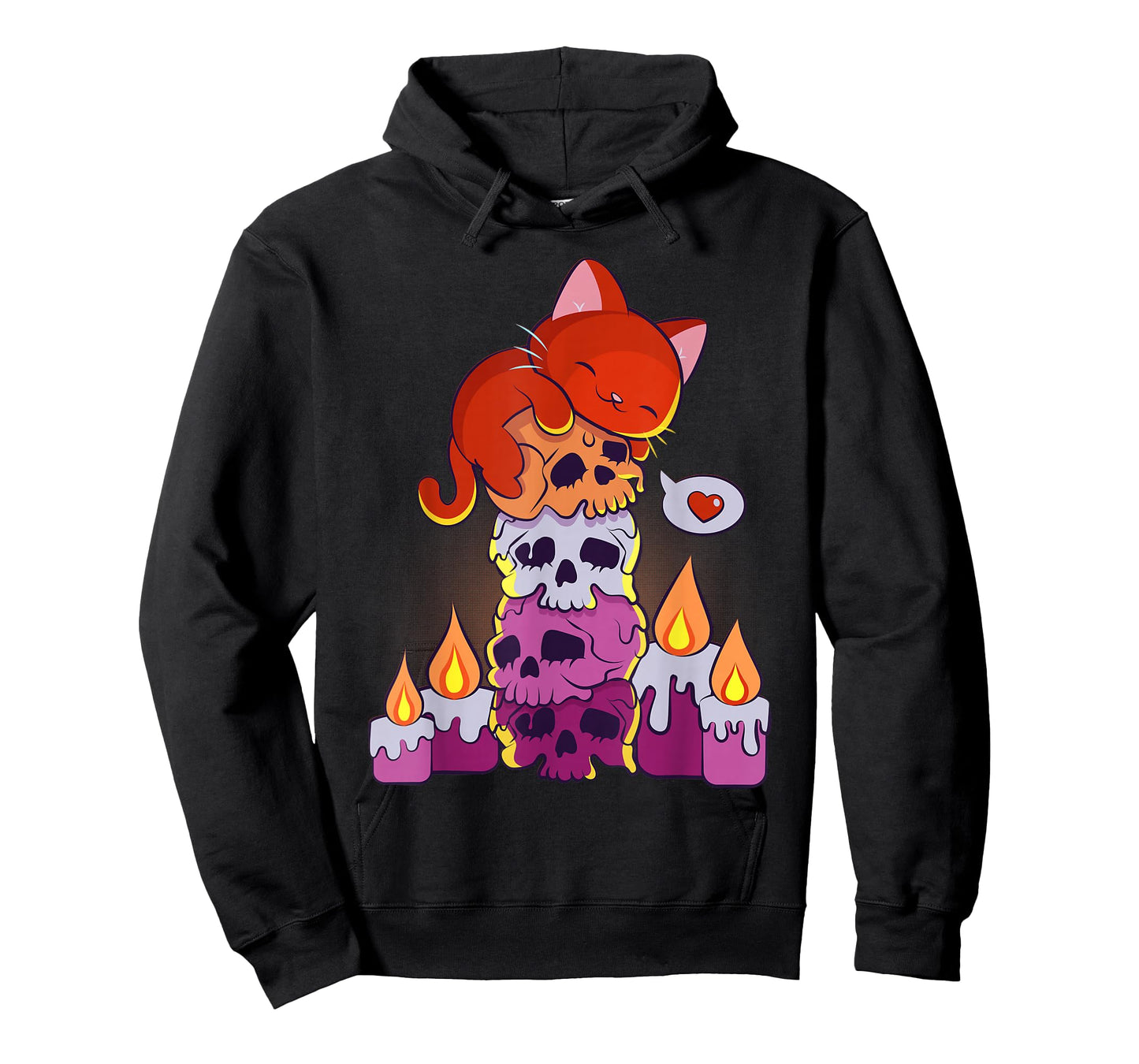 Subtle Lesbian Pride Aesthetic Kawaii Cat on Skulls Anime T-Shirt