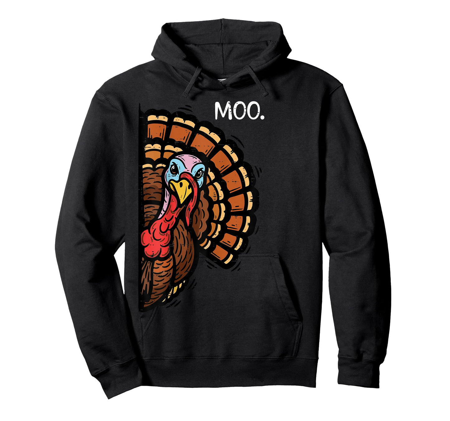 Thanksgiving Peeking Turkey Moo Funny Joke Men Women Kids T-Shirt