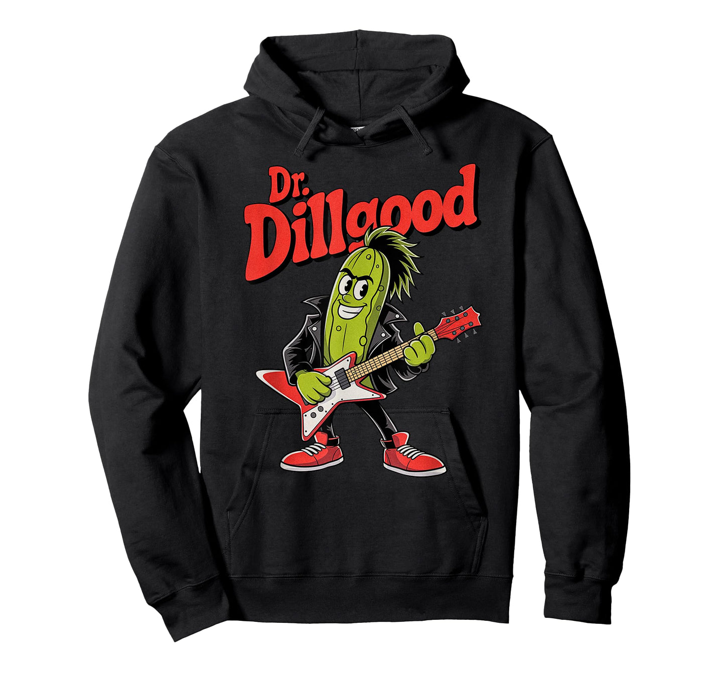 Funny Dill Pickle Rockstar Playing Electric Guitar Musician T-Shirt