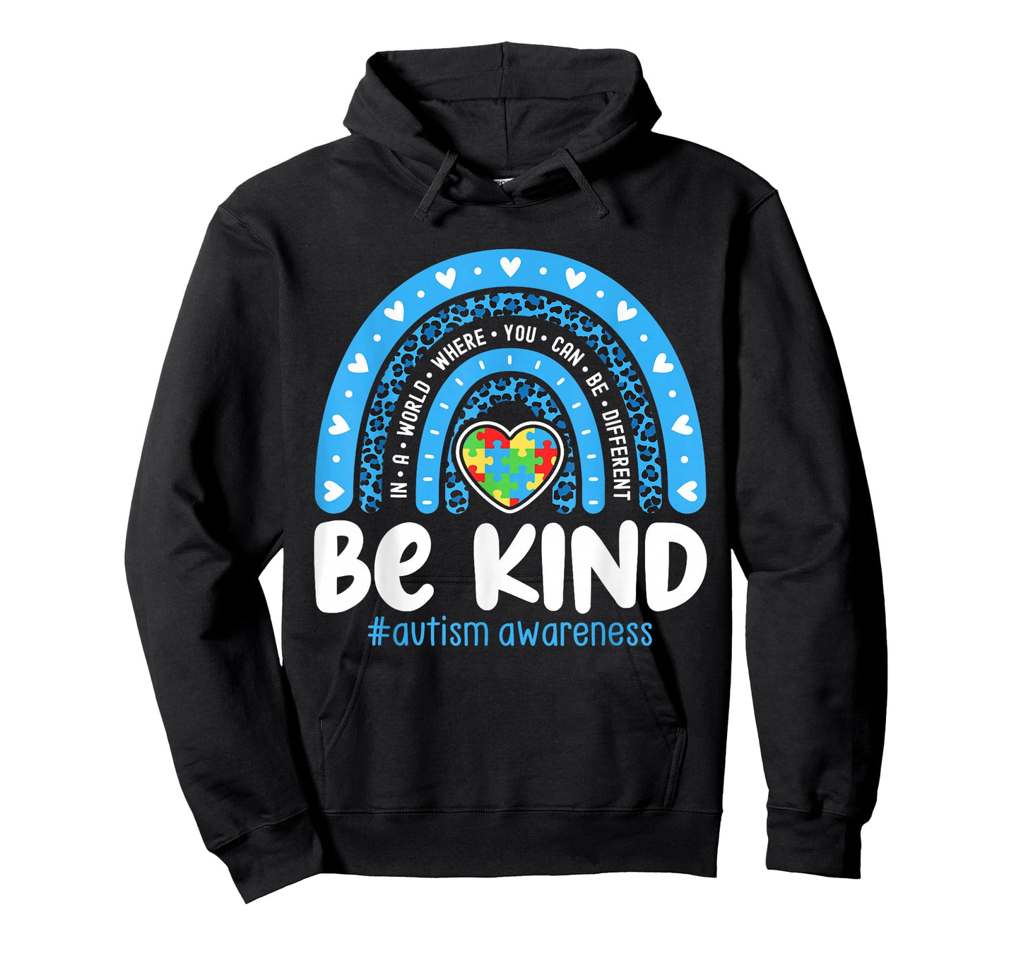 Autism Awareness Rainbow in April We Wear Blue Ribbon Autism T-Shirt Small