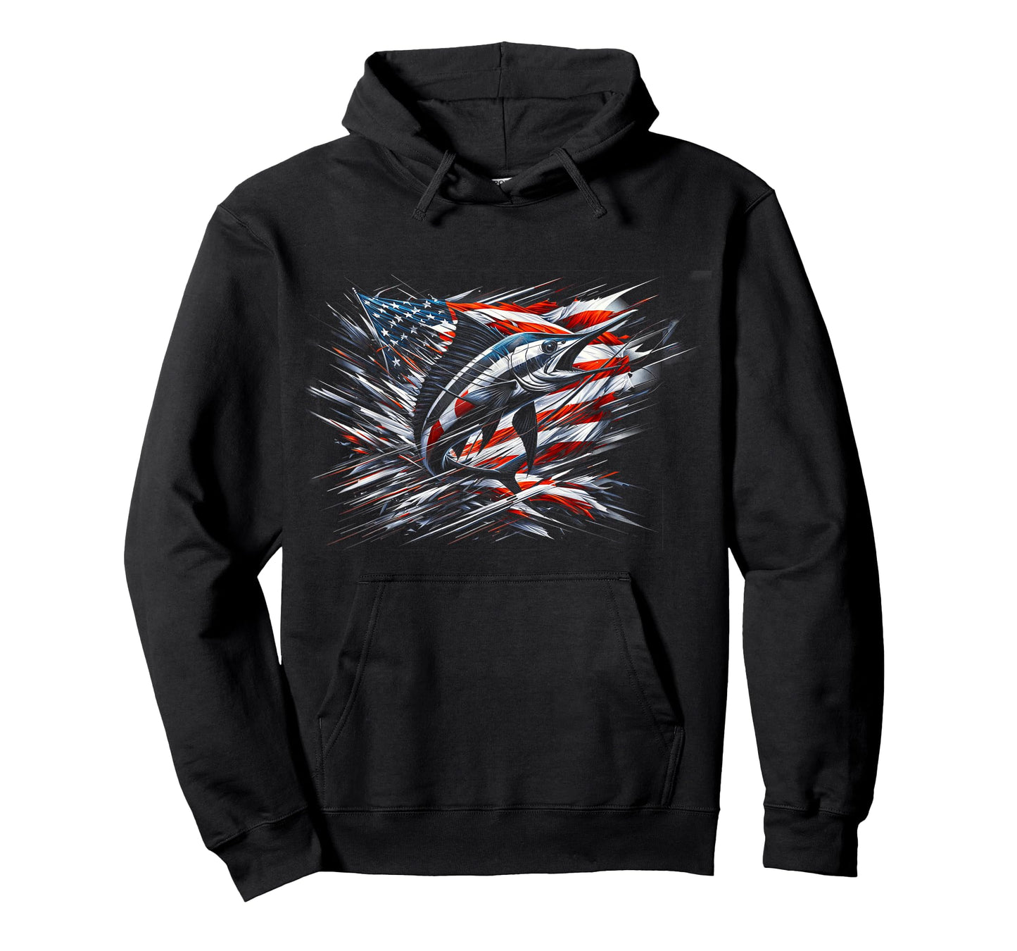 Sailfish American Flag Patriotic Fishing Graphic Design Women Men T-Shirt
