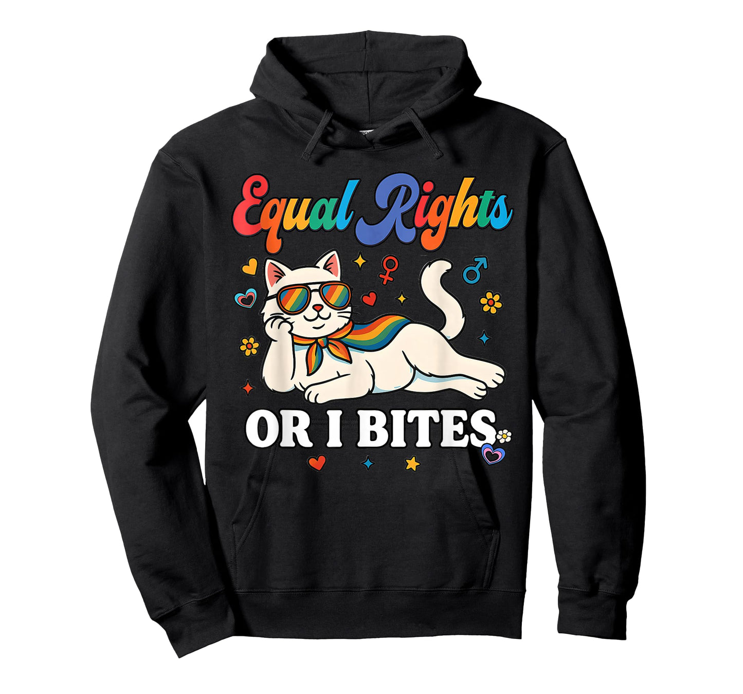 Womens Equal Rights or I Bites Pride Month Ally Cat Feminist T-Shirt