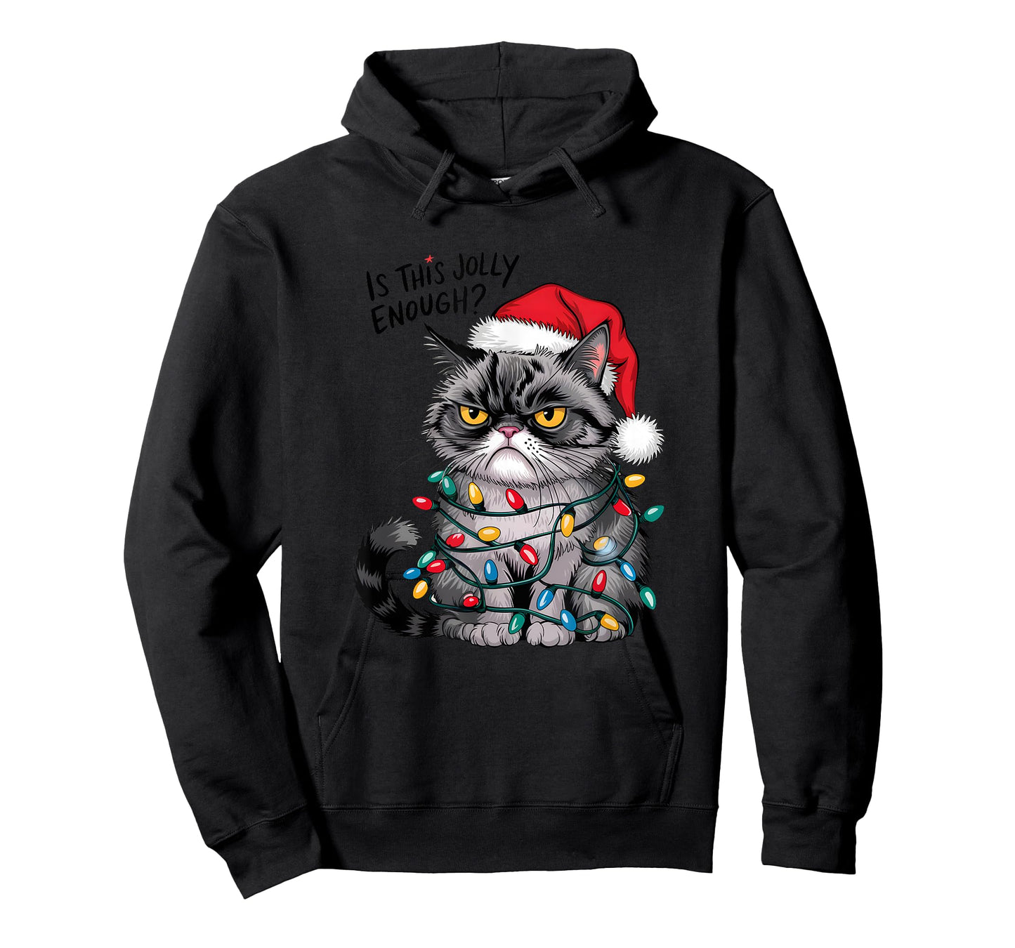 Grumpy Christmas Cat Jolly Enough Funny Holiday T-Shirt
