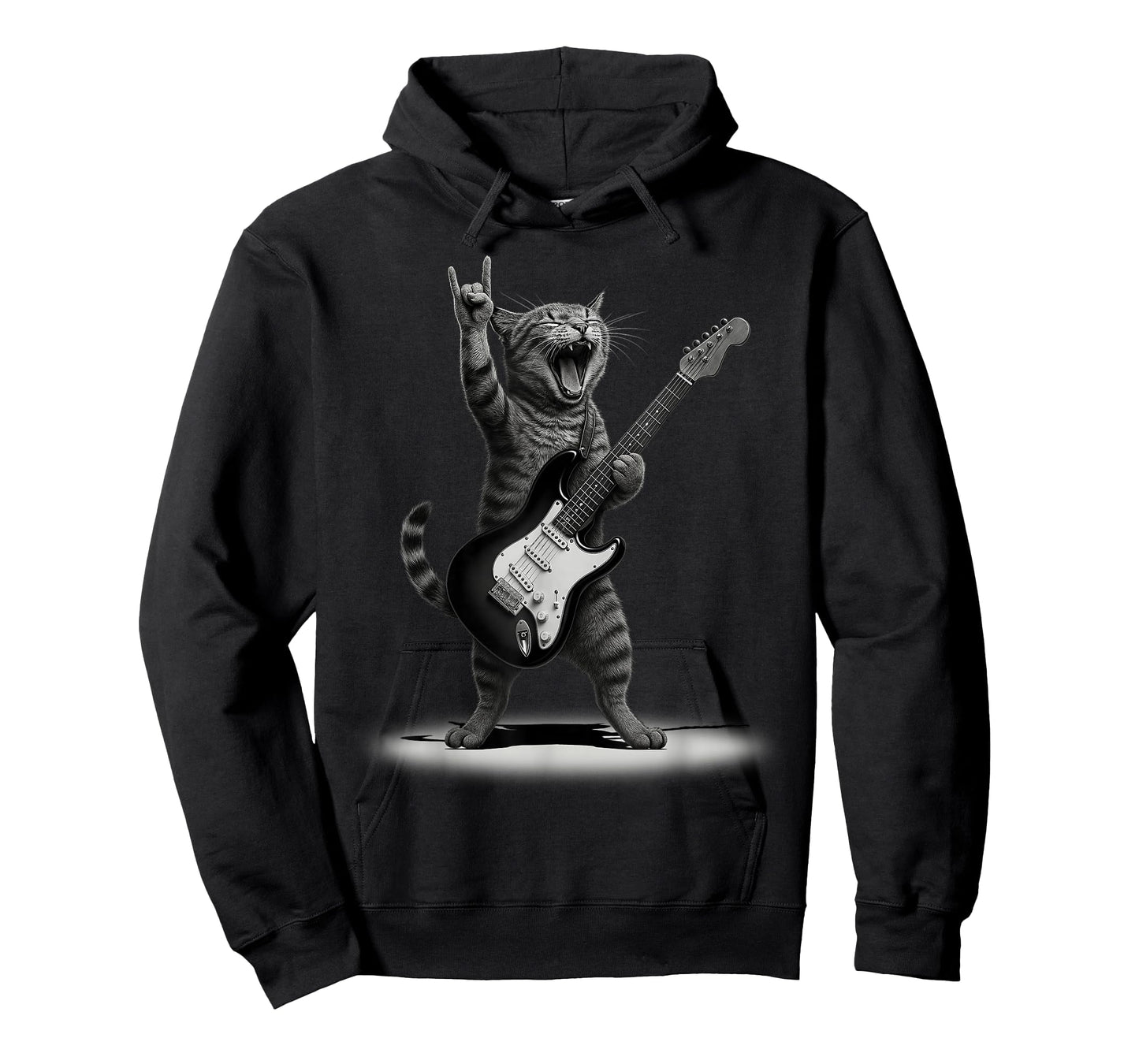 Cat Playing Guitar Rock Star Rock and Roll Men Women Kids T-Shirt