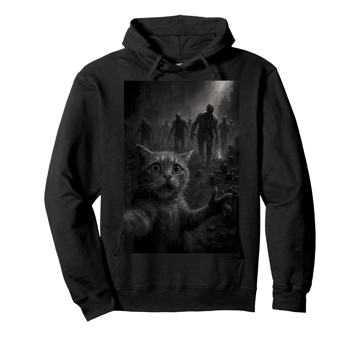 Funny Cat Selfie Top With Zombie Apocalypse T-Shirt