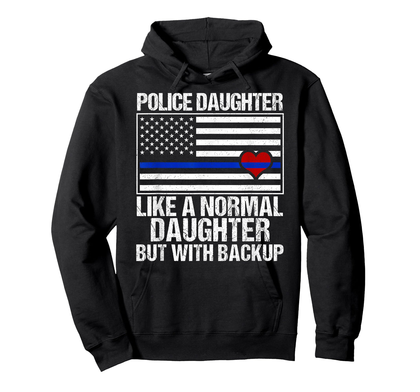 Police Daughter Shirt Blue Line Flag Heart T-Shirt